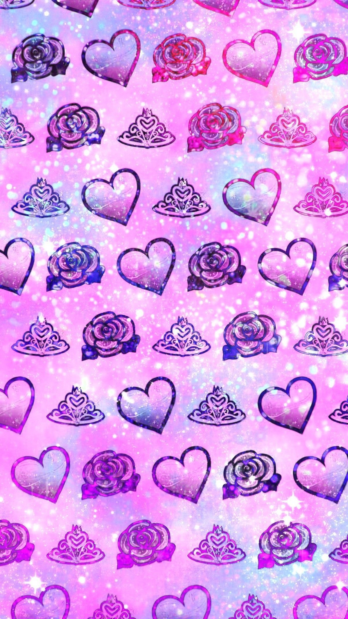 Girly wallpaper for your phone, galaxy, hearts, crowns, roses - Emoji