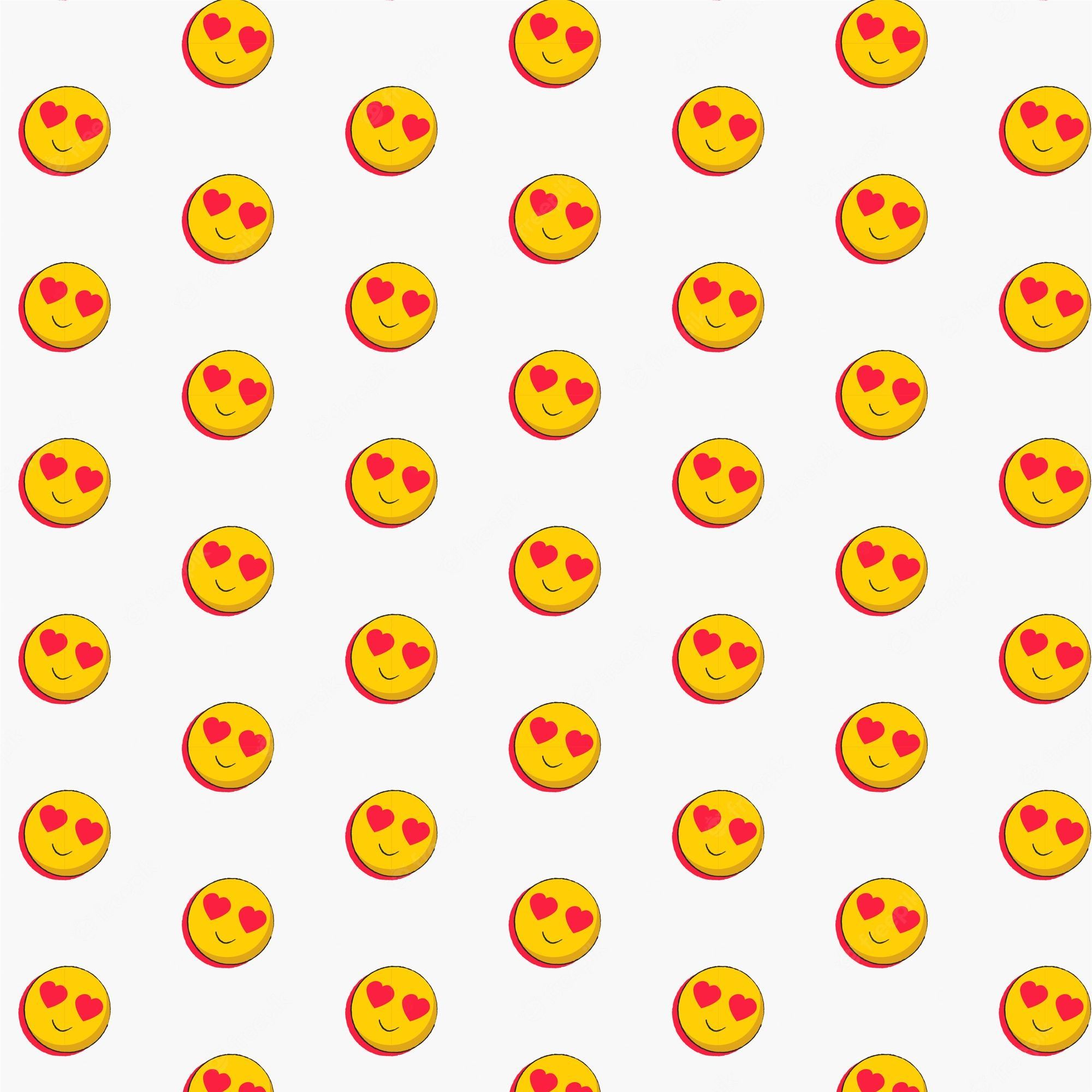 A pattern of hearts around the eyes of emojis - Emoji