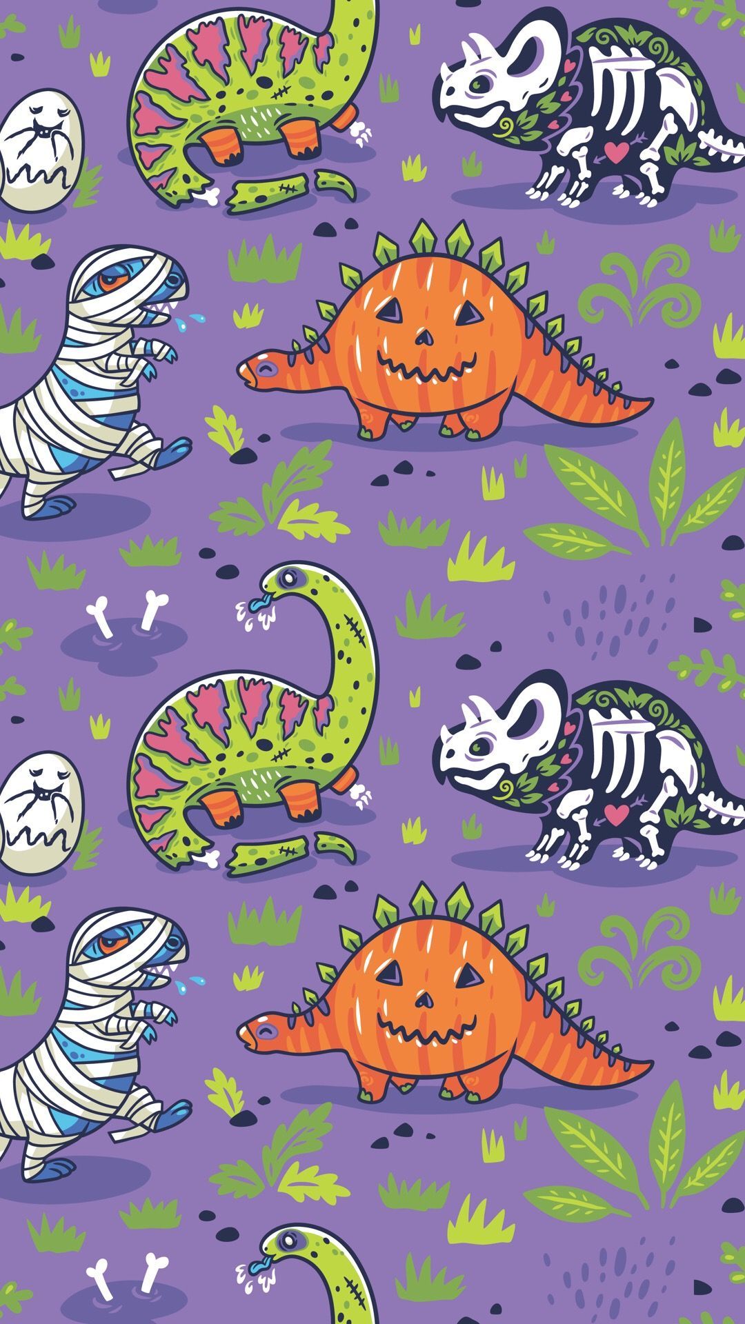 Halloween dinosaurs wallpaper for your phone - Cute Halloween
