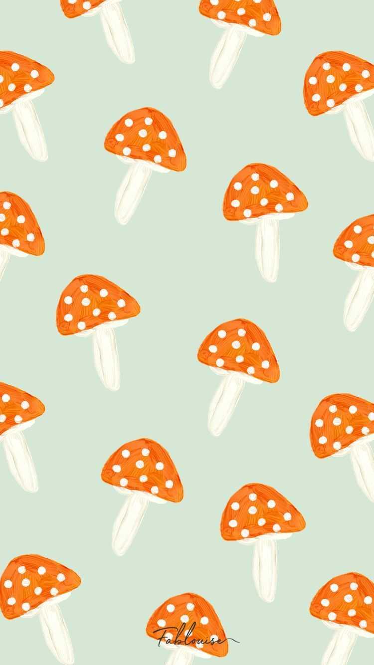 A pattern of orange and white mushrooms - Mushroom