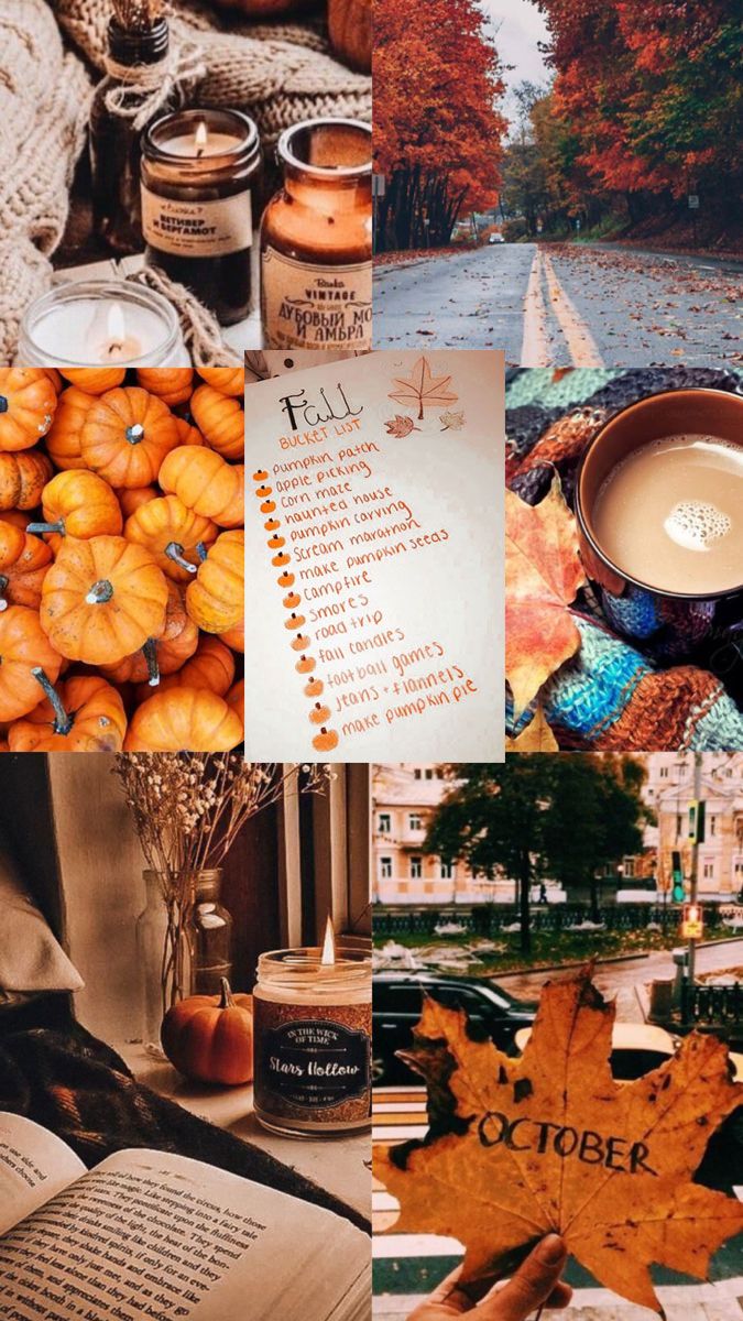 A collage of pictures with fall themes - October, vintage fall