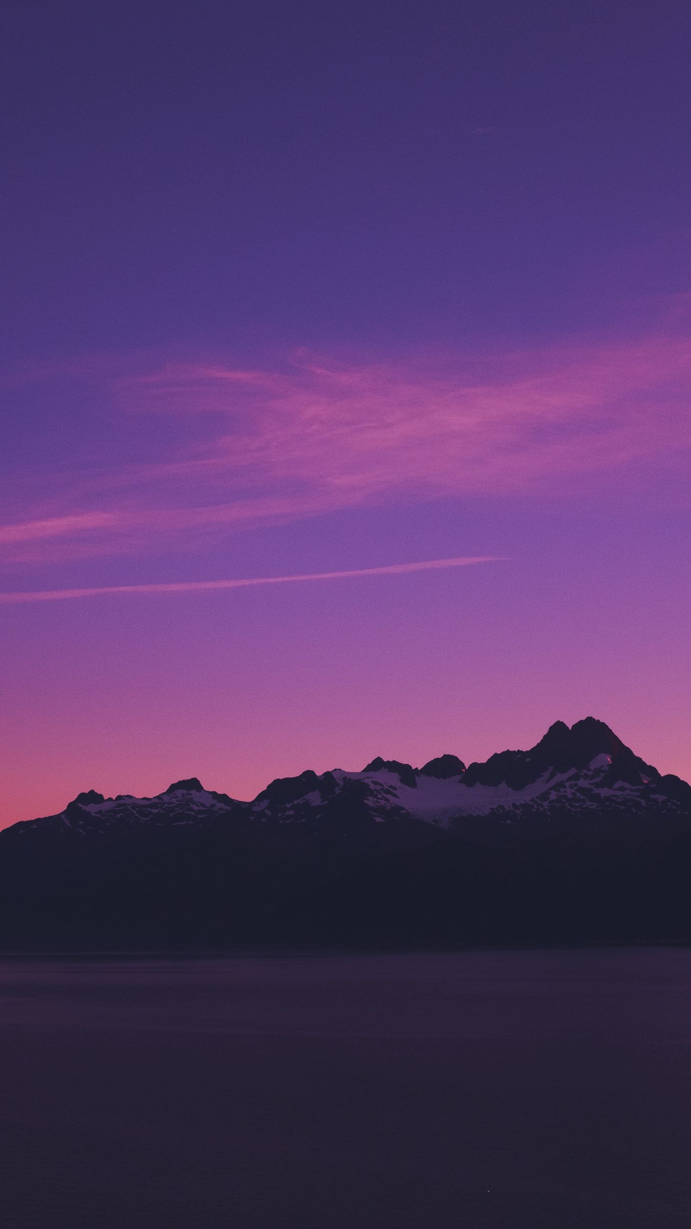 Download wallpaper 1350x2400 mountains, sky, evening, twilight, purple, alaska iphone 8+/7+/6s+/for parallax HD background