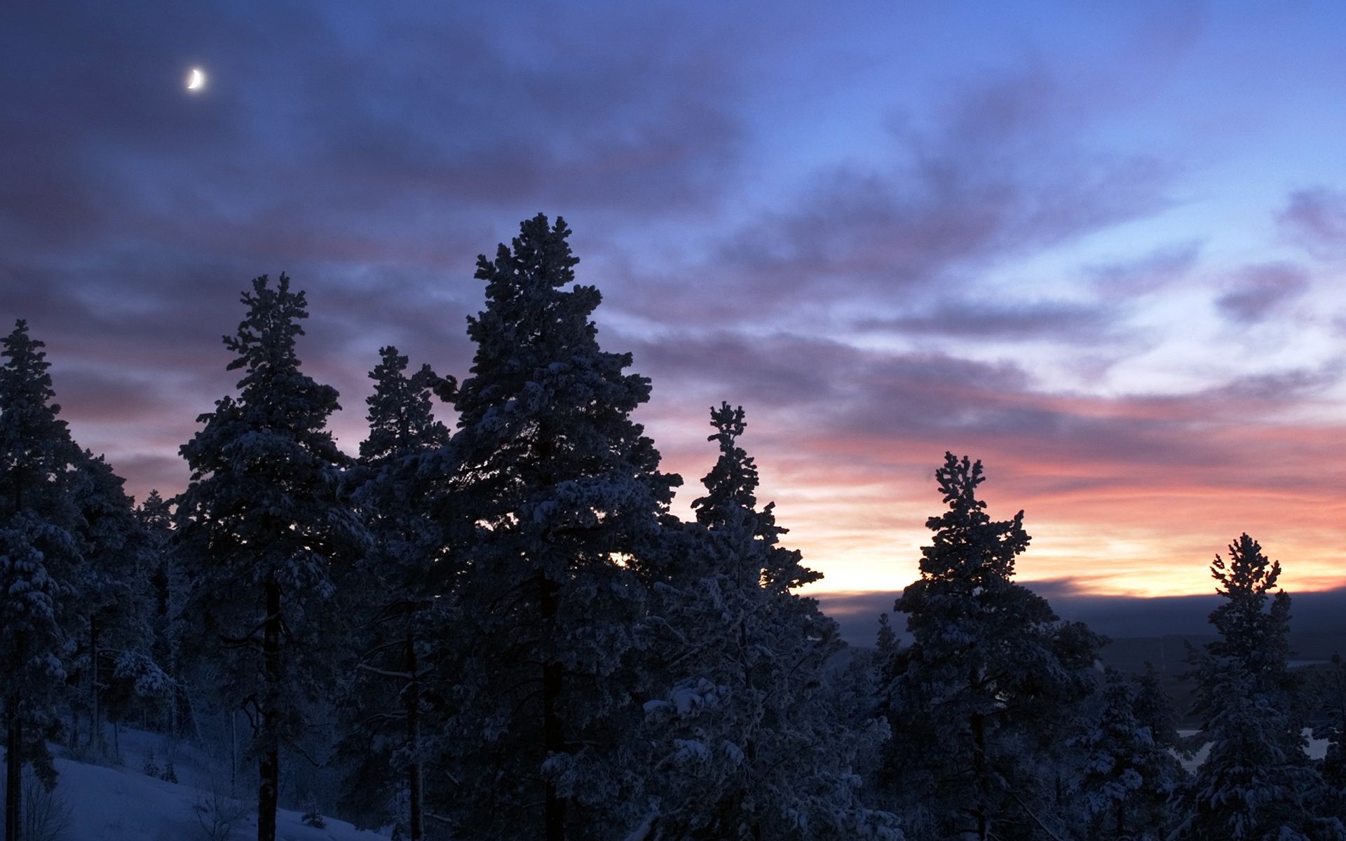 Winter Twilight Landscape HD wallpaper