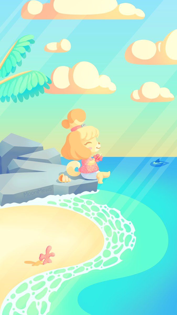 Isabelle on a beach - Animal Crossing