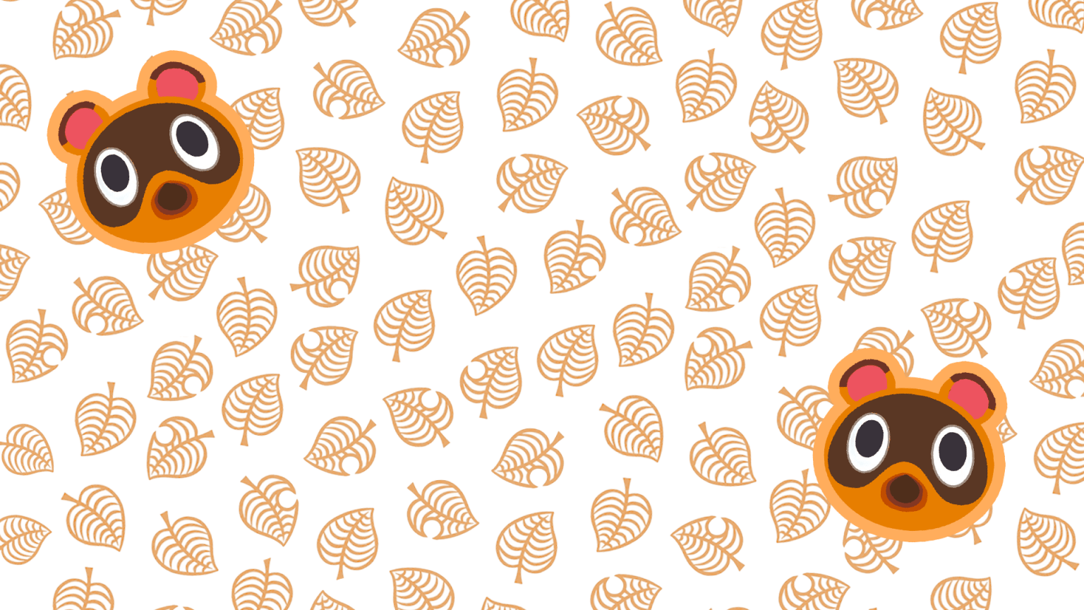 A wallpaper design with Tom Nook and a leaf background - Animal Crossing