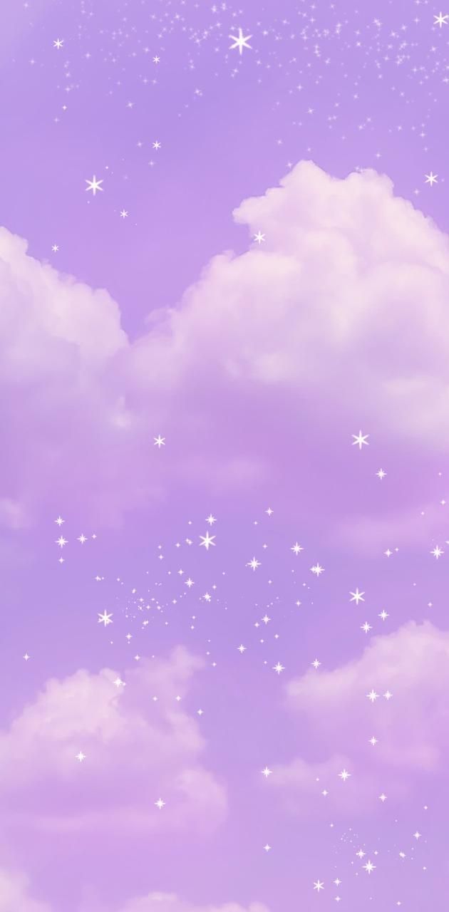 A purple sky with clouds and stars - Pastel purple, violet