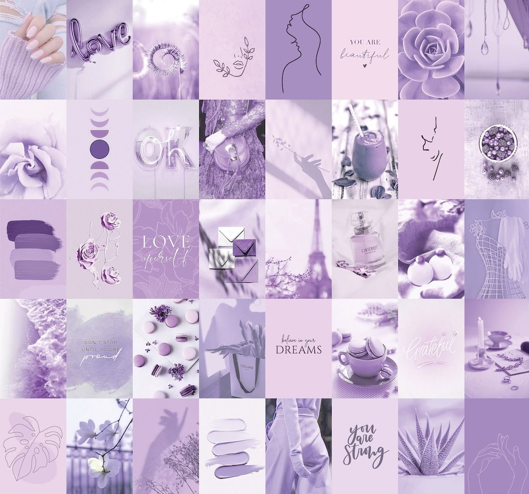 A collage of purple and pink images - Pastel purple
