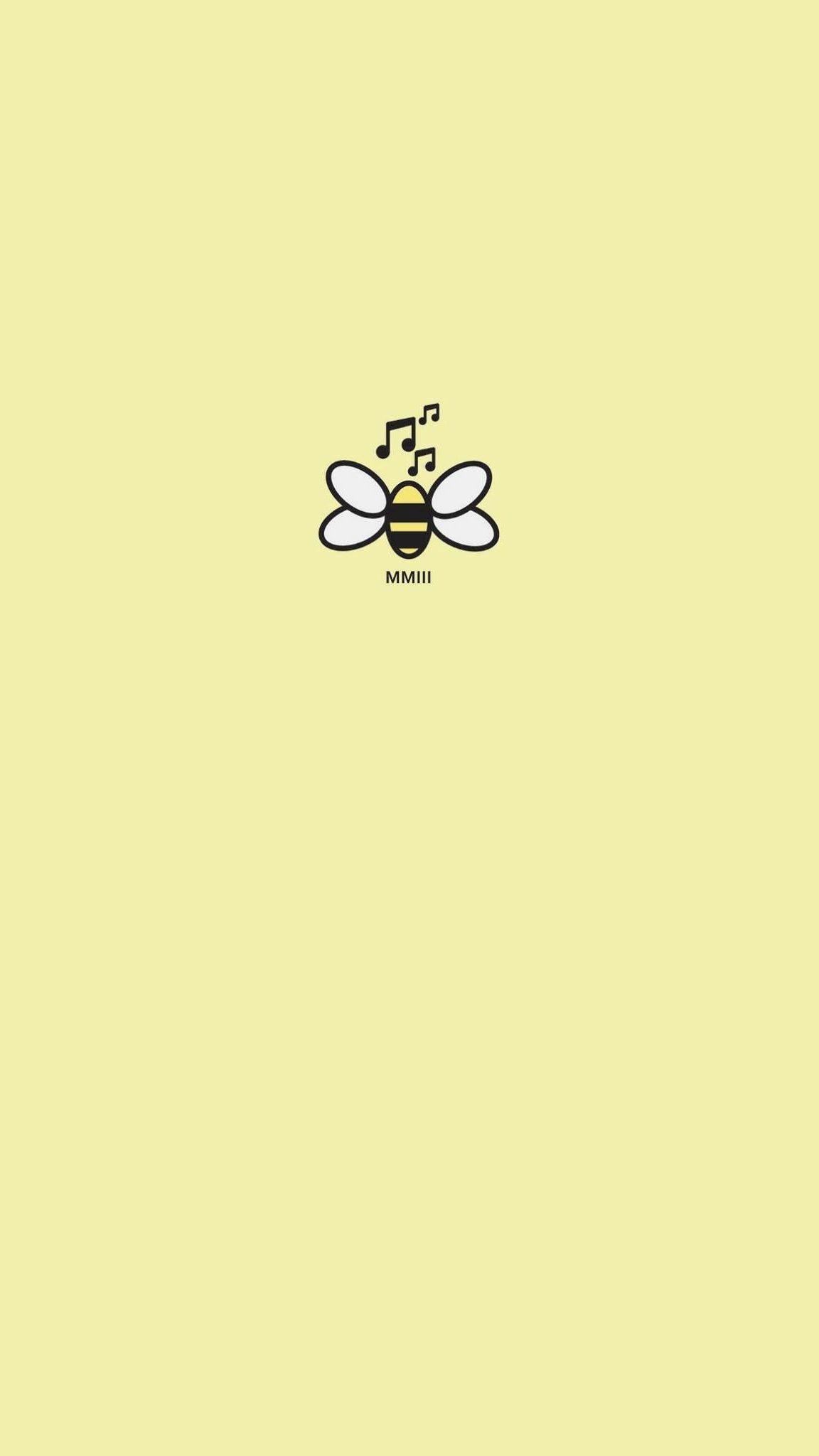 Yellow background with a bee in the middle and a music note above it - Yellow iphone