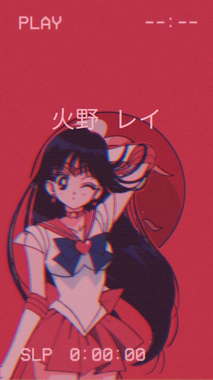 A screen with an image of the character - 90s anime, Sailor Mars, VHS