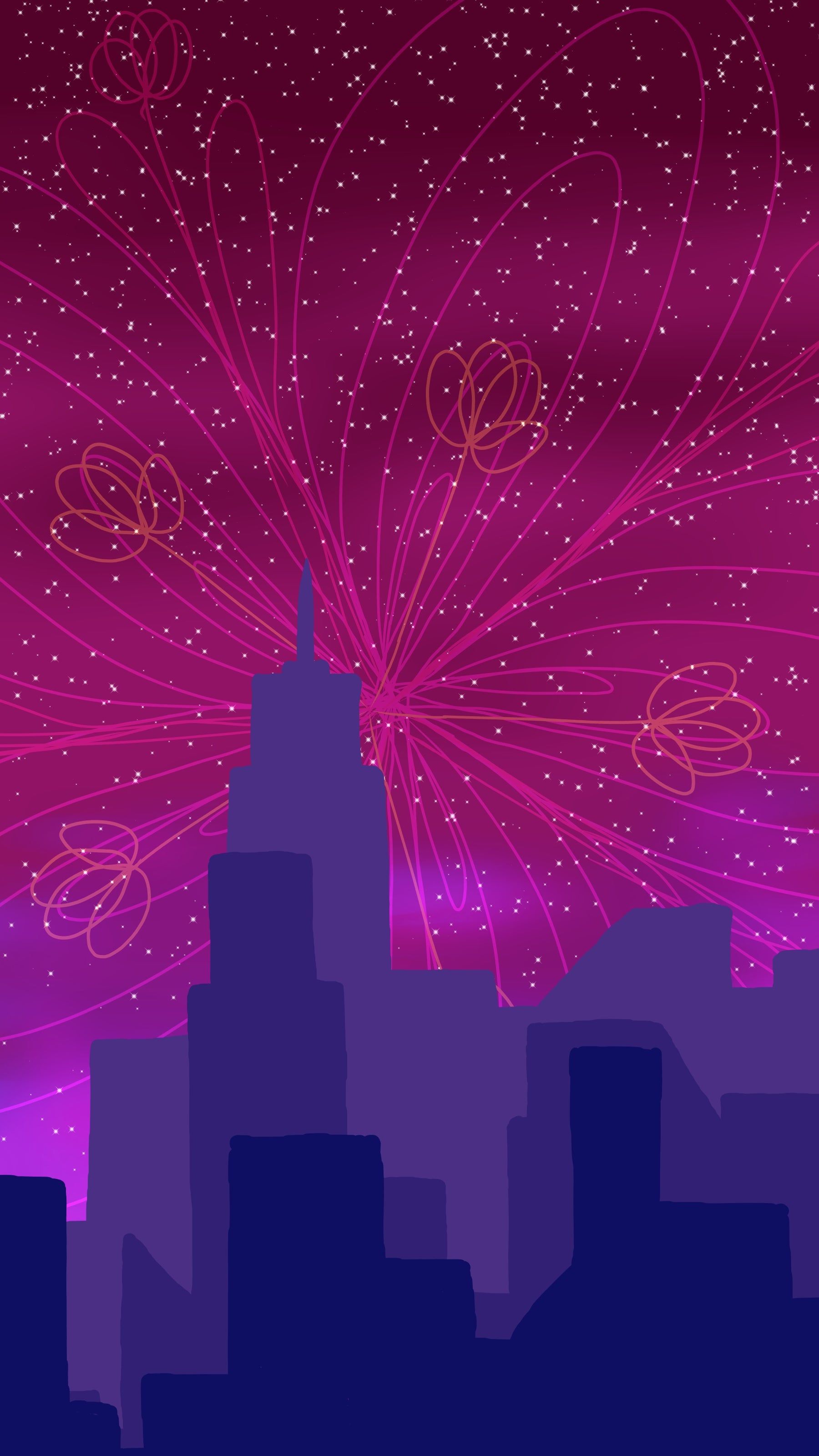 A city skyline with fireworks in the background - Bisexual