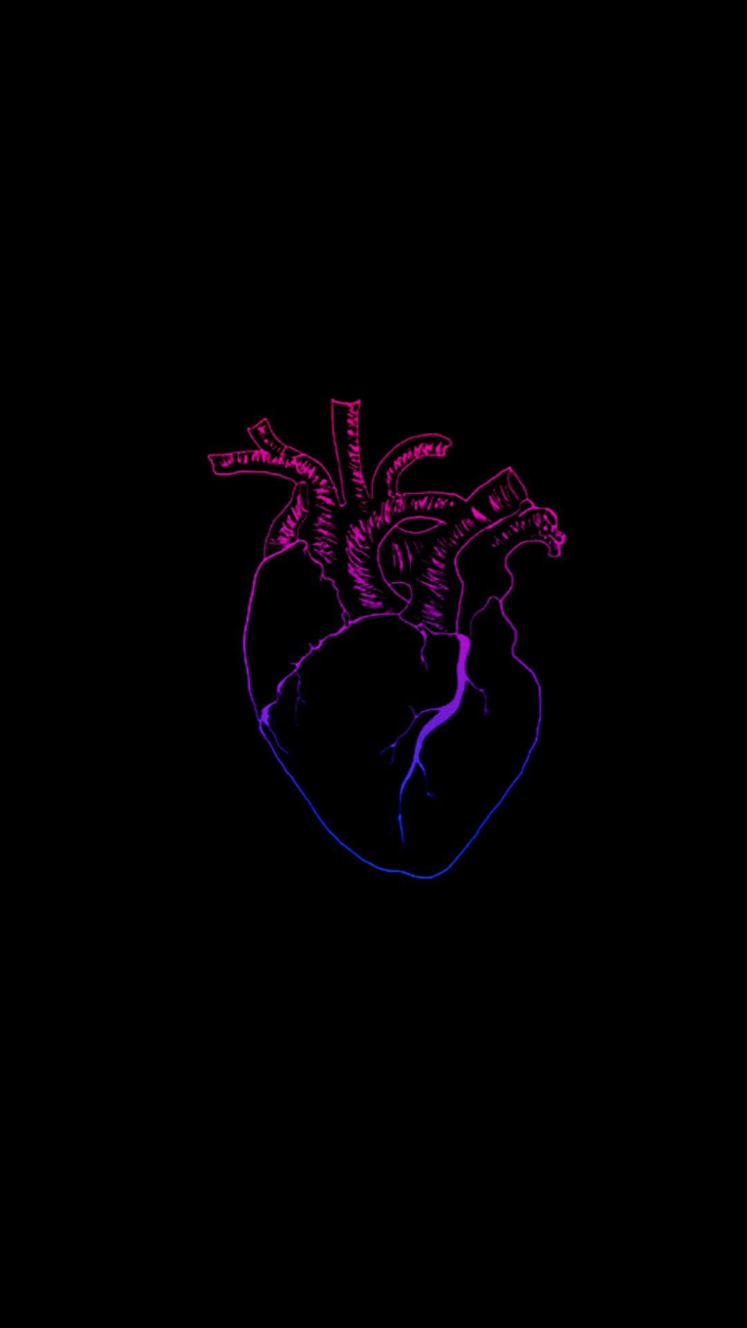 Aesthetic neon heart wallpaper for phone. - Bisexual