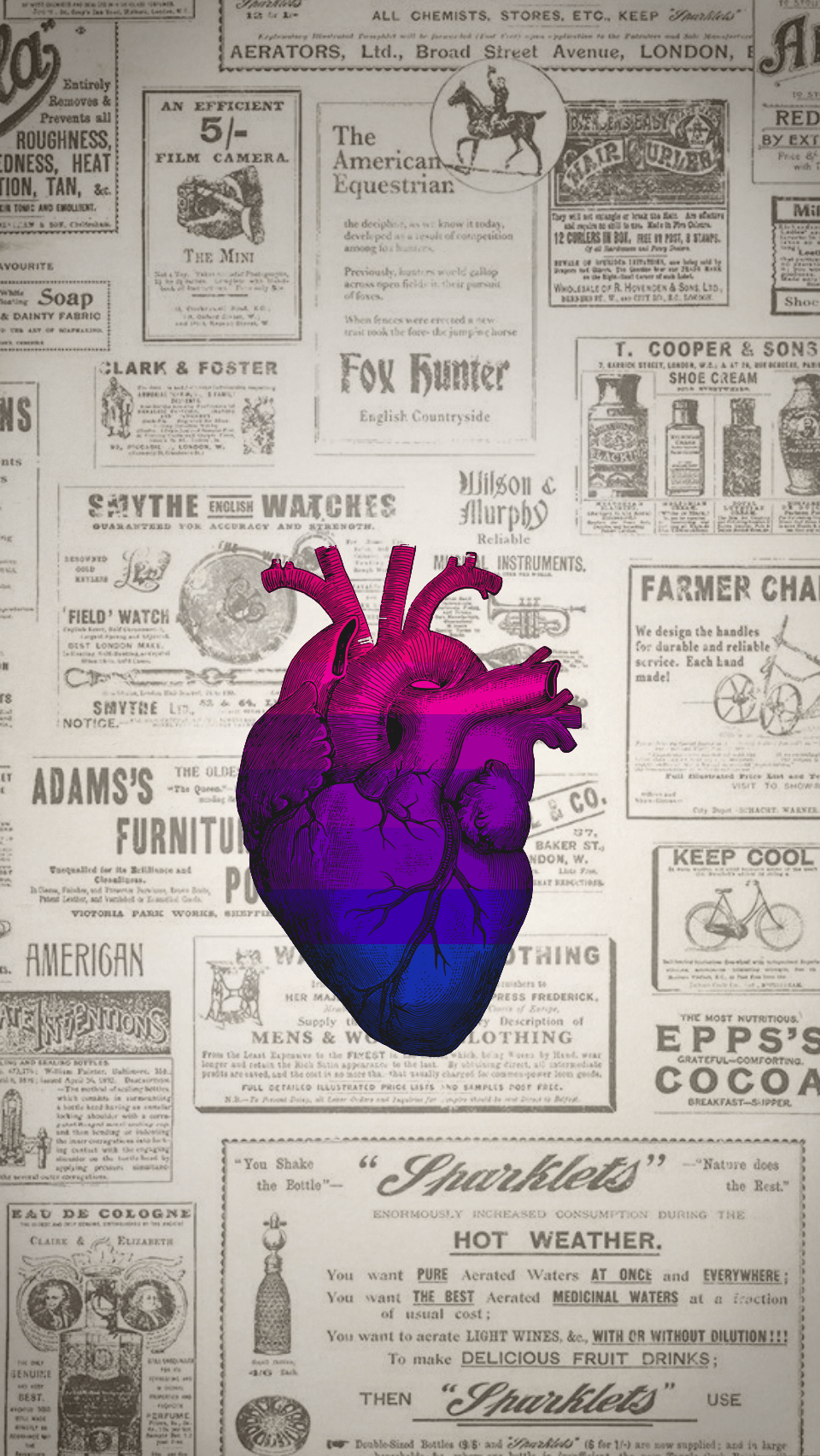 A heart is shown on an old newspaper - Bisexual