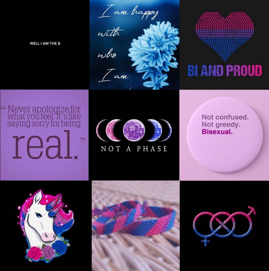 A collage of pictures with different colors and words - Bisexual