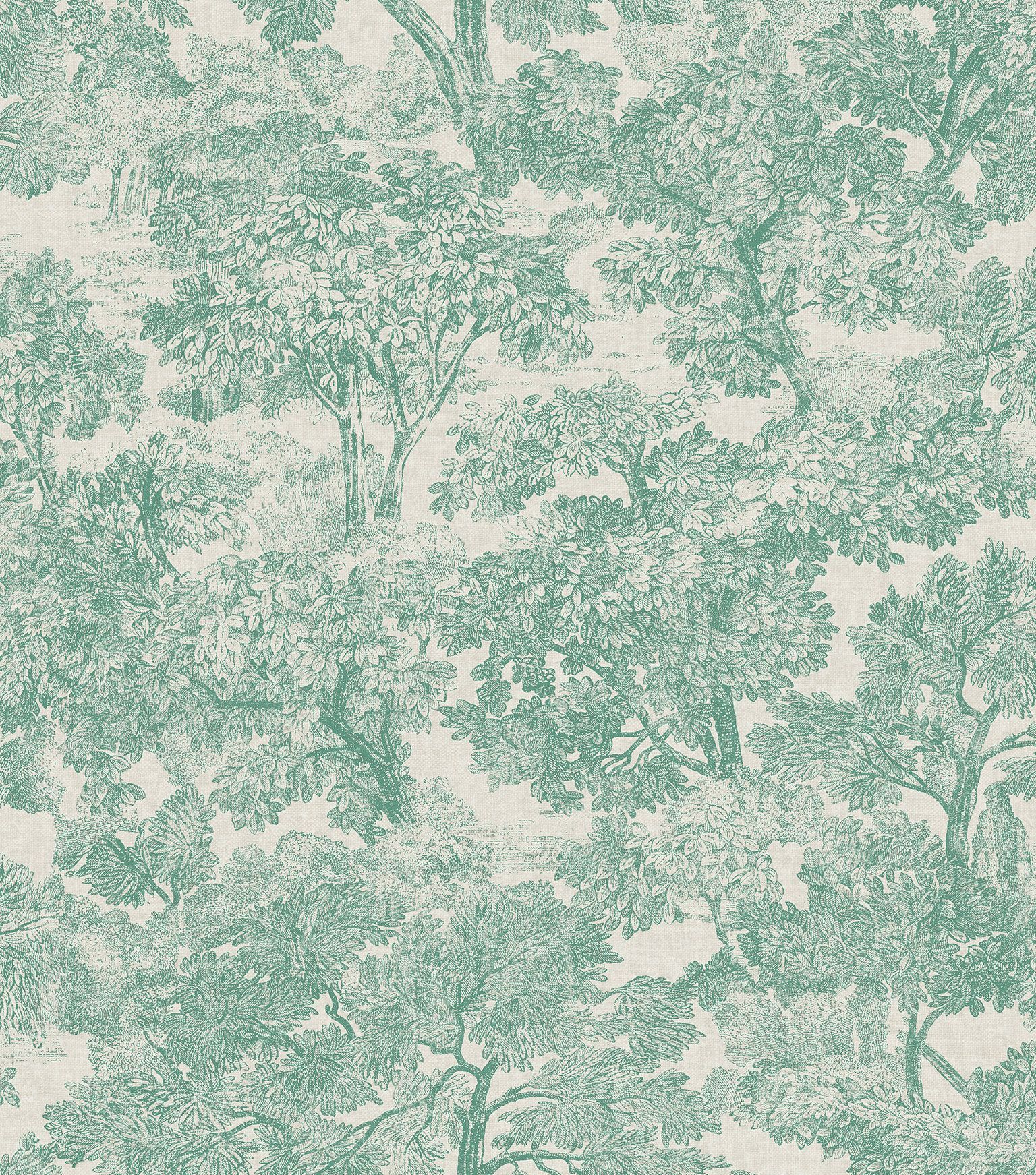 The Archive Collection is a beautiful collection of wallpapers inspired by designs from 18th and 19th century textiles and botanical illustrations. Archive toile de jouy is a traditional toile de jouy design with a soft green background. - Light green