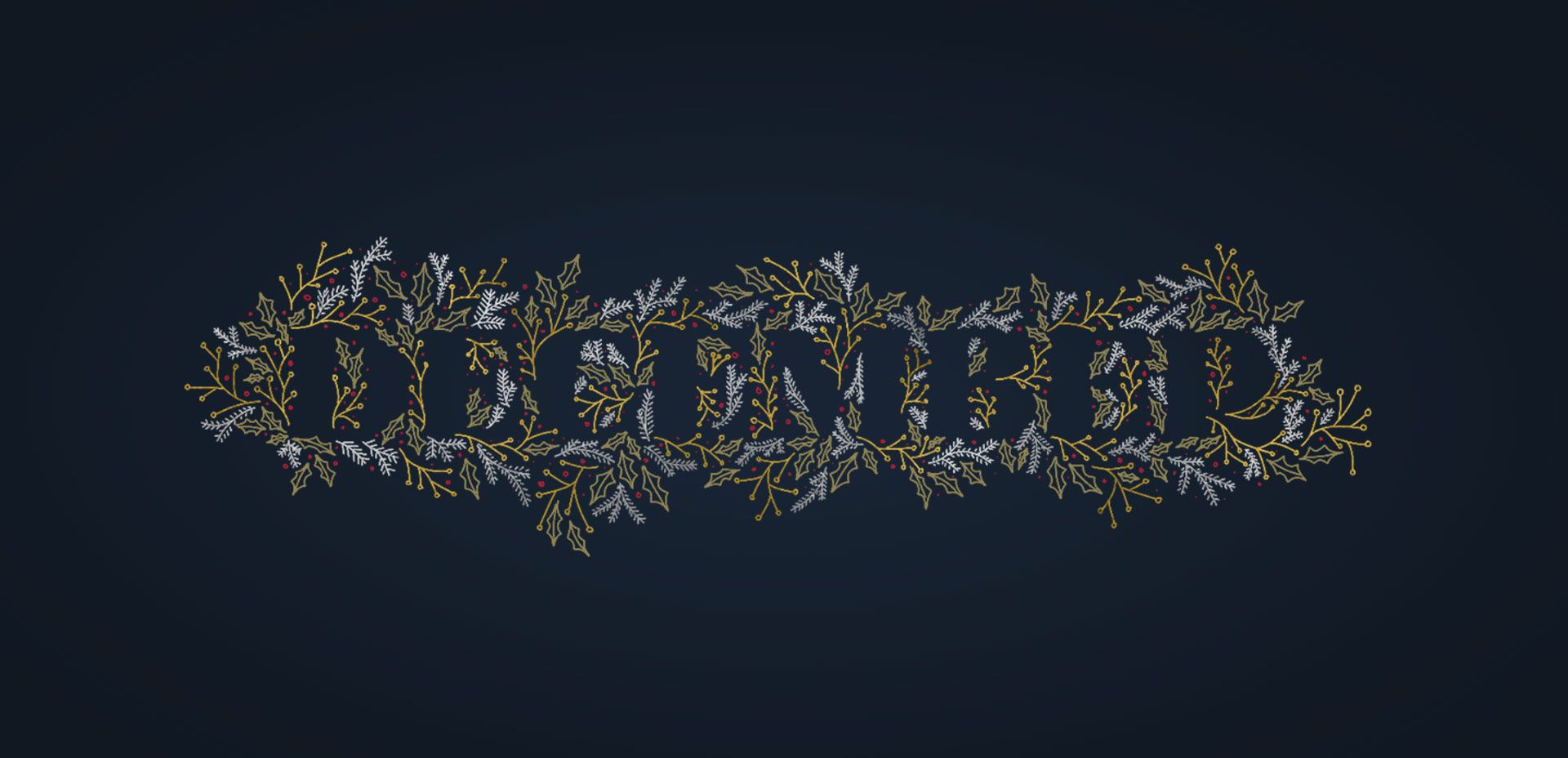 Embroidery of the word December - December