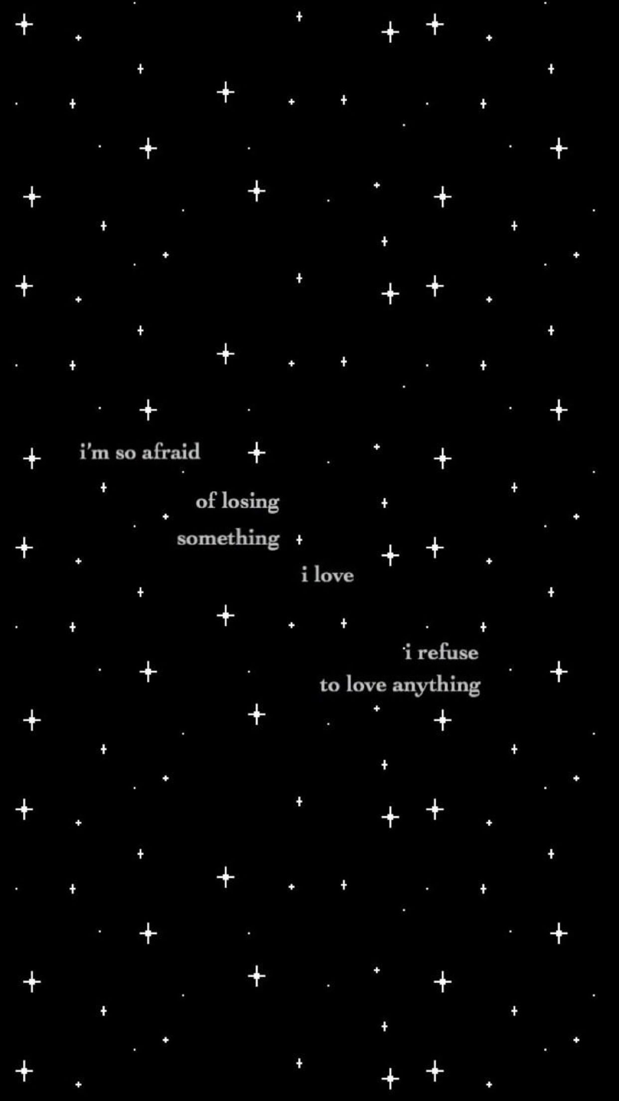 A black and white image of a starry night sky with the words 