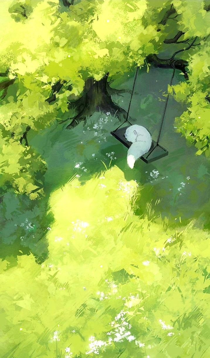Swing in the forest - Anime landscape