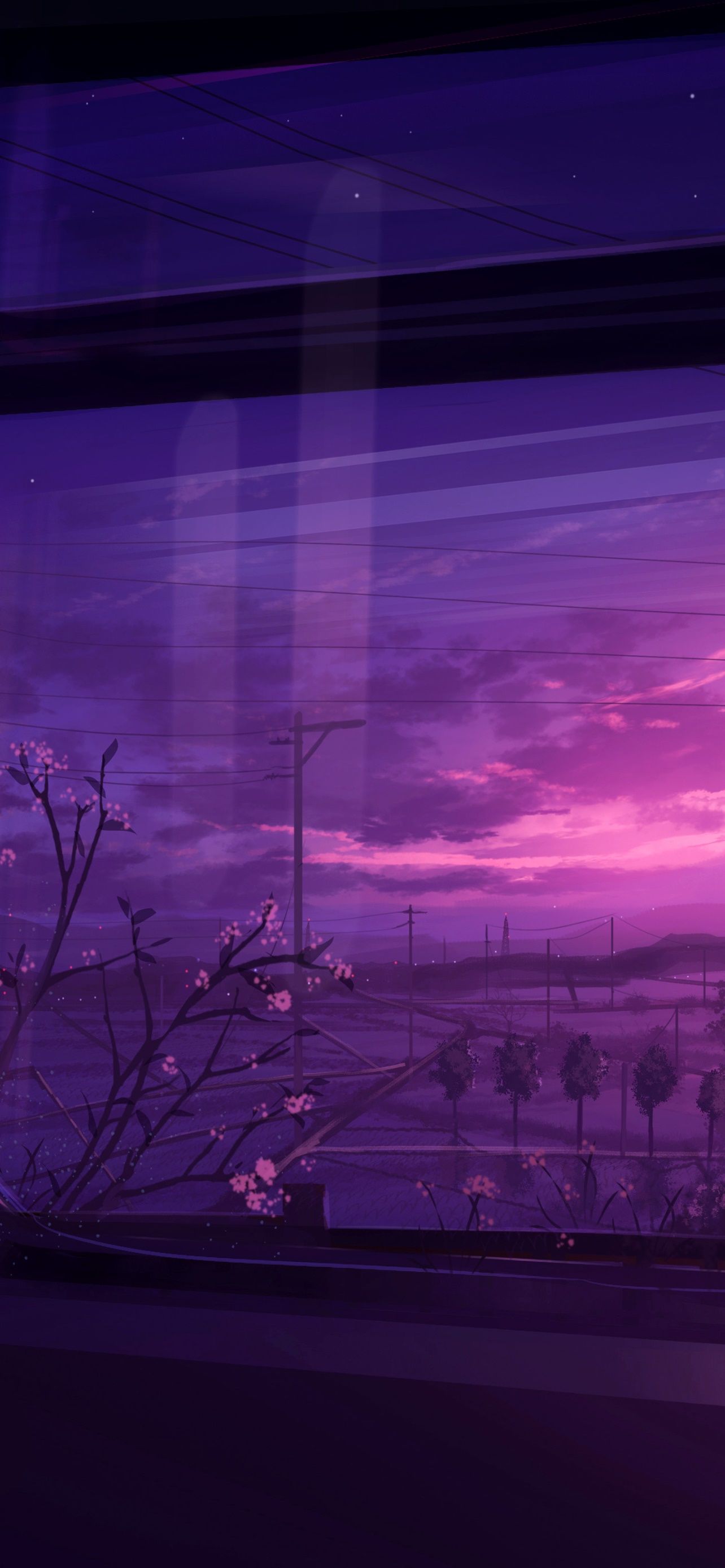 Wallpaper / Anime Sunset Phone Wallpaper, Power Line, Scenery, Landscape, 1284x2778 free download