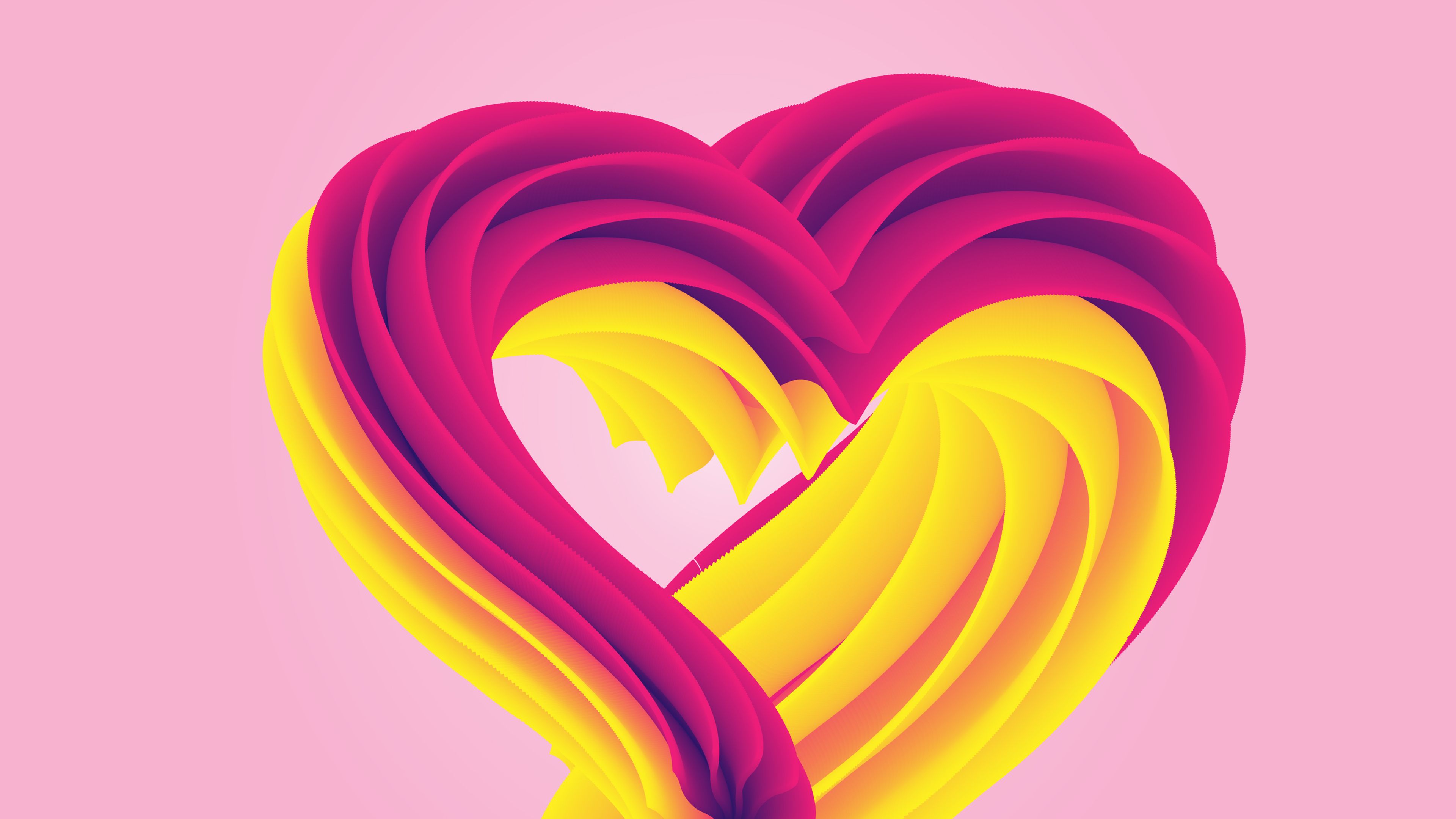 A pink and yellow heart made out of paper. - Heart, pink heart