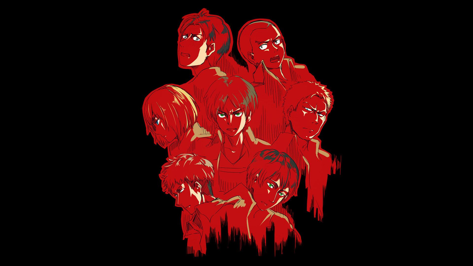 Photo wallpaper red, art, the red, blood, black background, red, characters, characters, death, the red, art - Attack On Titan