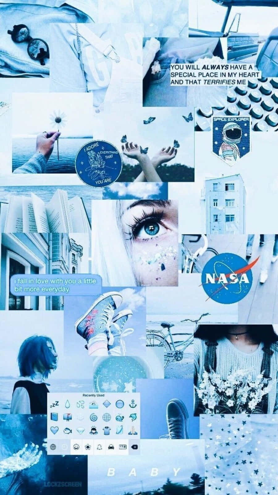 A collage of images with the words nasa - Blue, NASA, collage