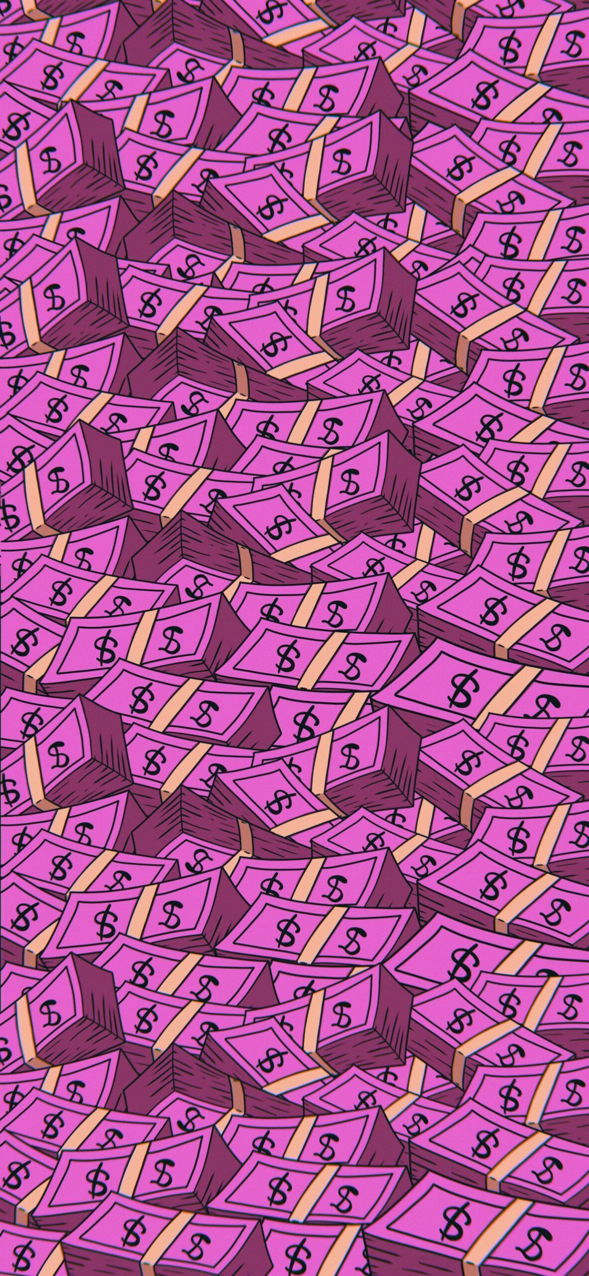 A pattern of pink and yellow money - Money