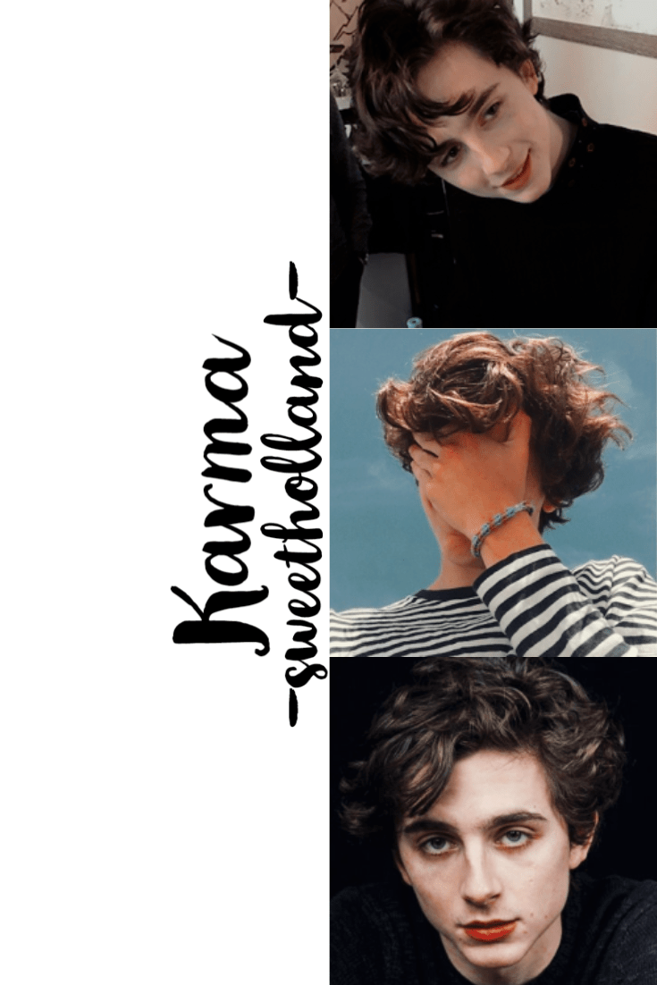 A collage of Timothee Chalamet with the word 