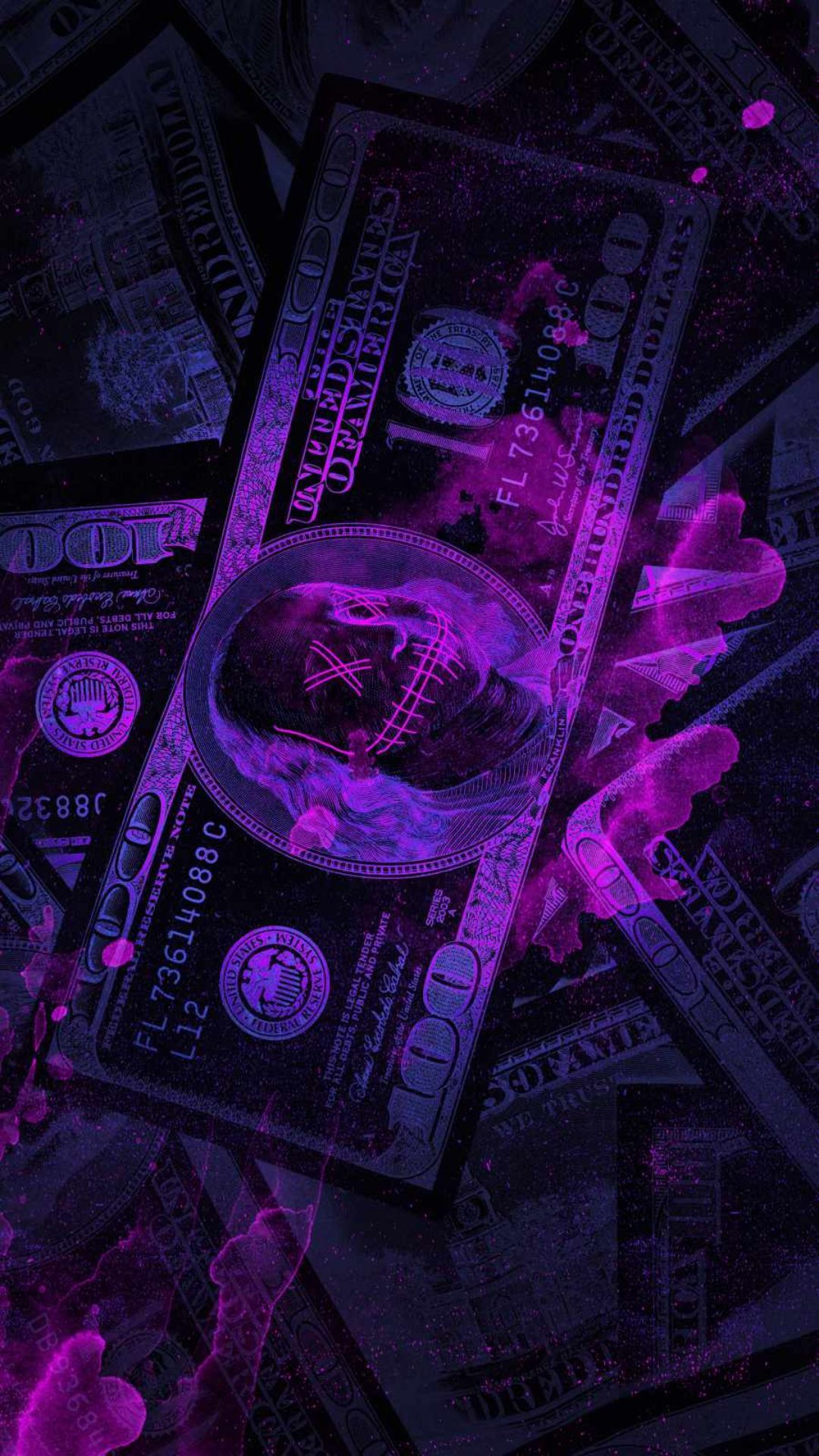 IPhone wallpaper with a pile of money. - Money