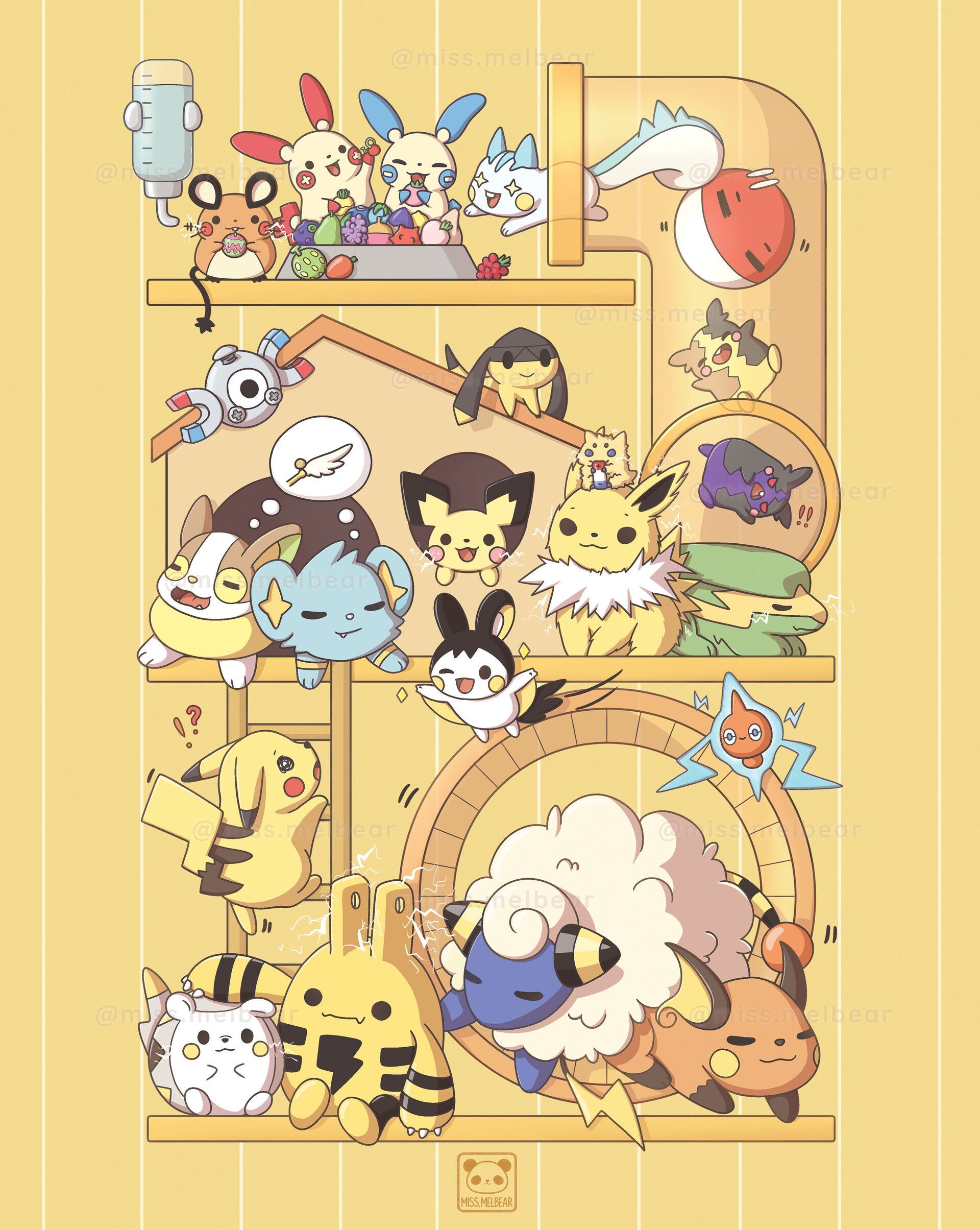 A poster with many different pokemon on it - Pokemon, Pikachu