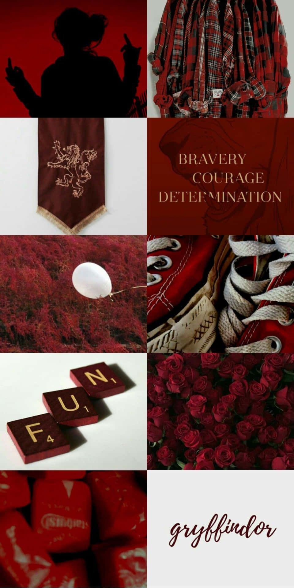 A collage of pictures with red and black - Gryffindor