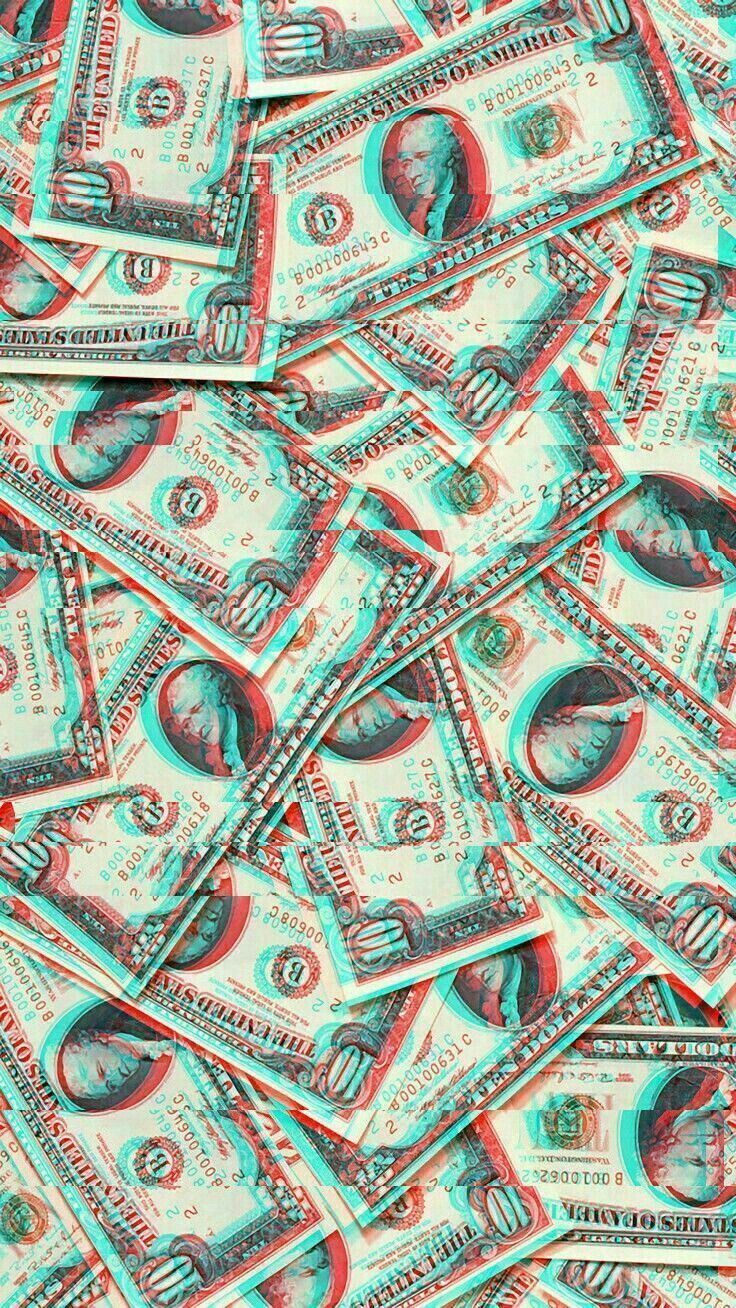 A lot of money, some of it crumpled, in shades of red and blue. - Money