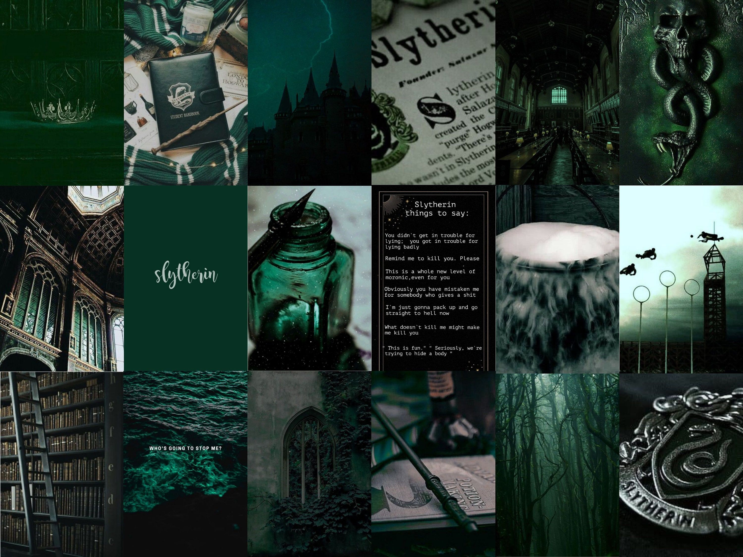 Slytherin Wizard Wall Collage Kit Set of Magical Green