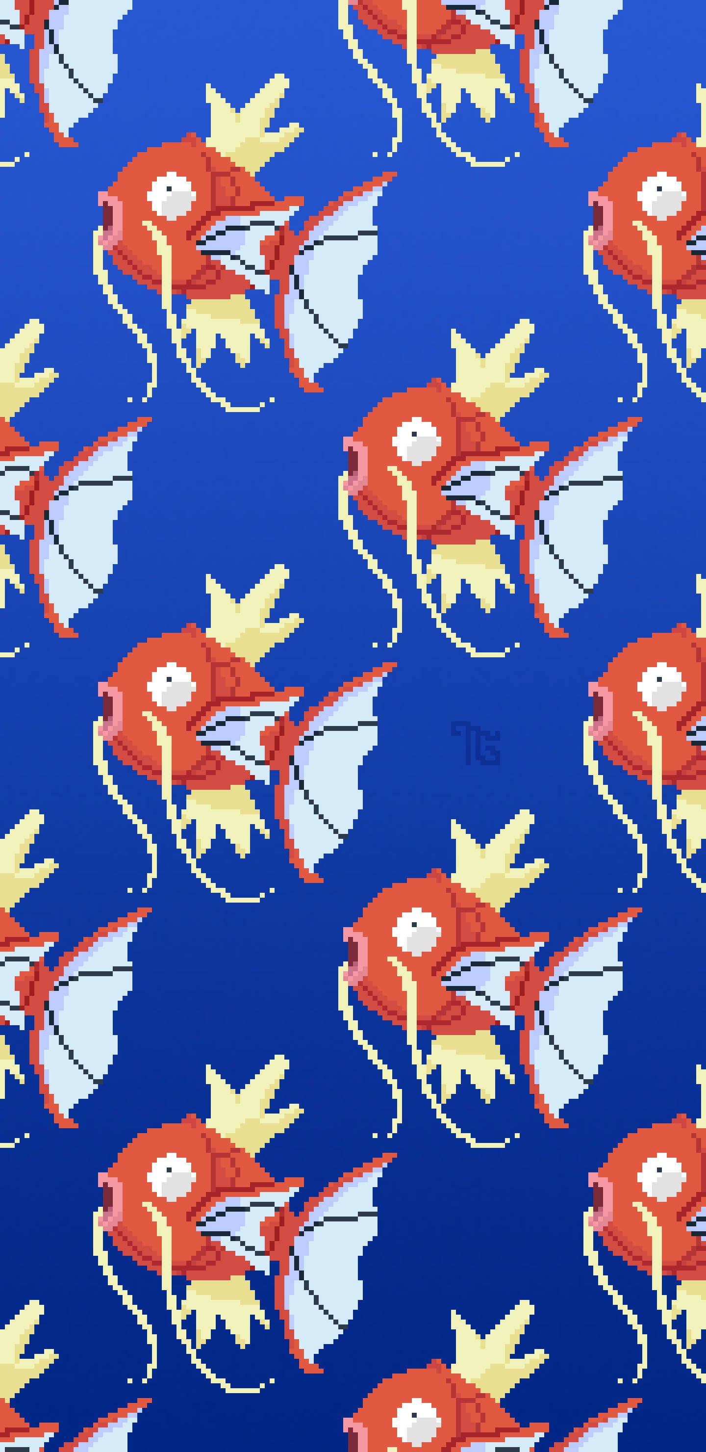 I made a new wallpaper for my phone! 8 bit Magikarp - Pokemon