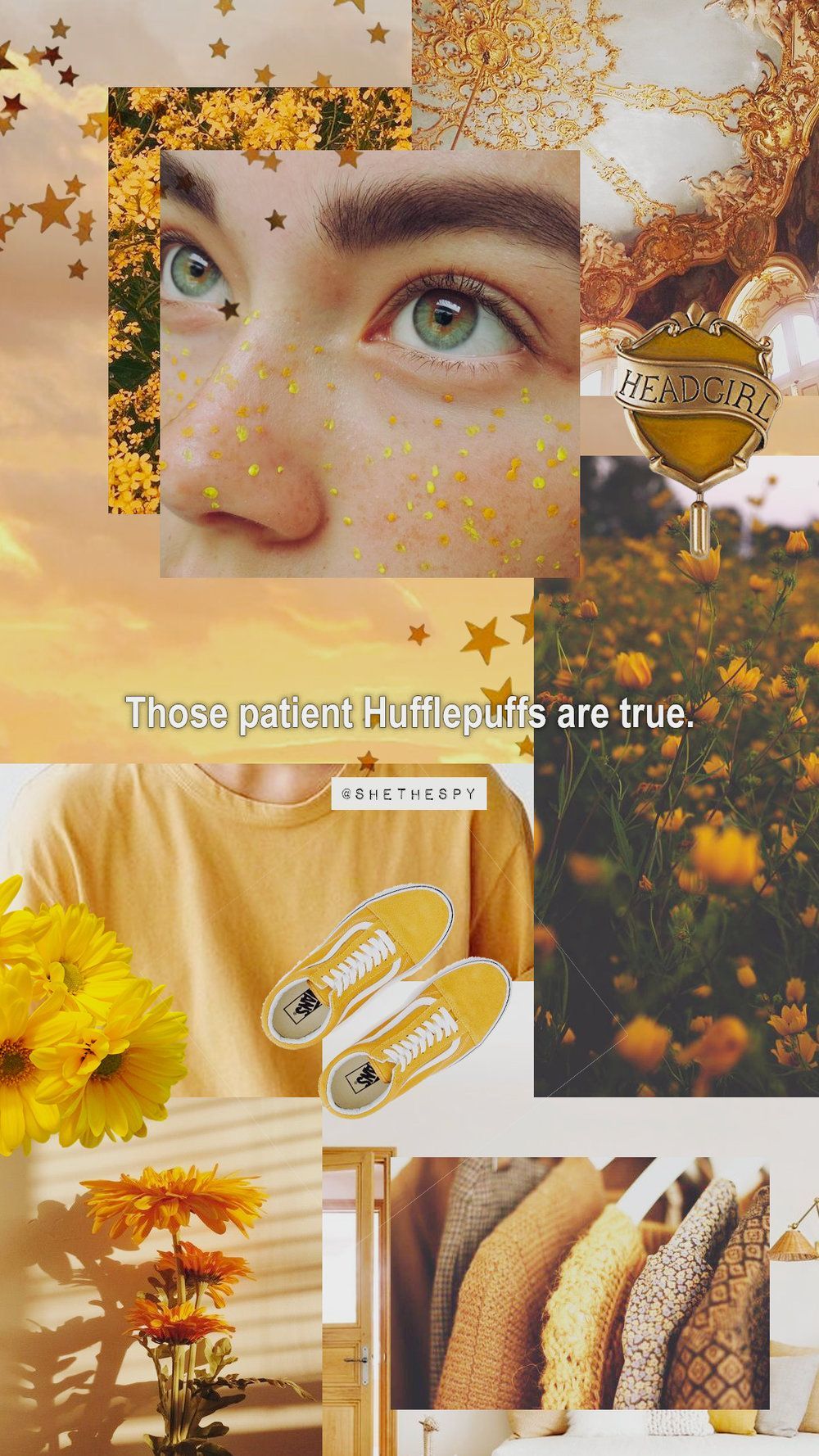 A collage of pictures with flowers and people - Hufflepuff