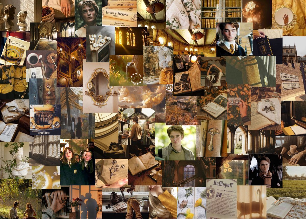 A collage of pictures with people in them - Hufflepuff