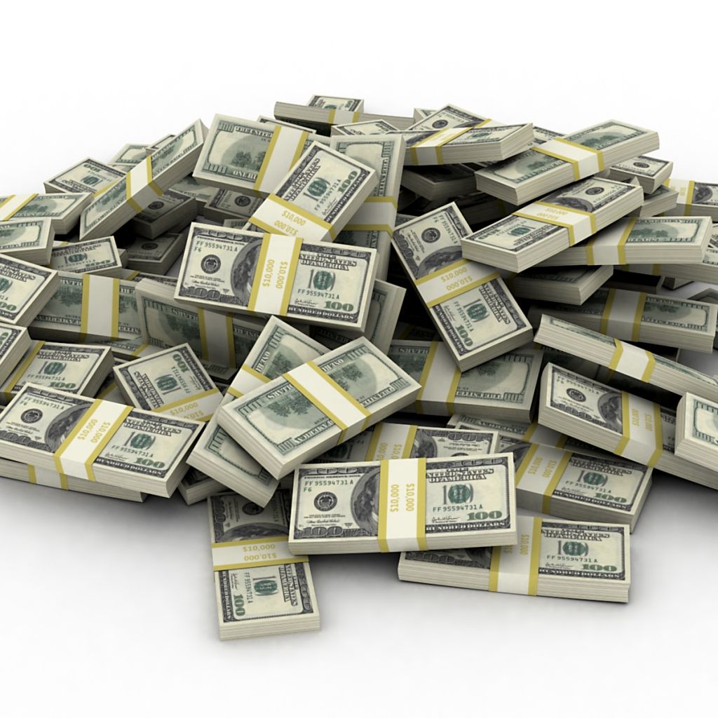 A pile of money is shown on the white background - Money