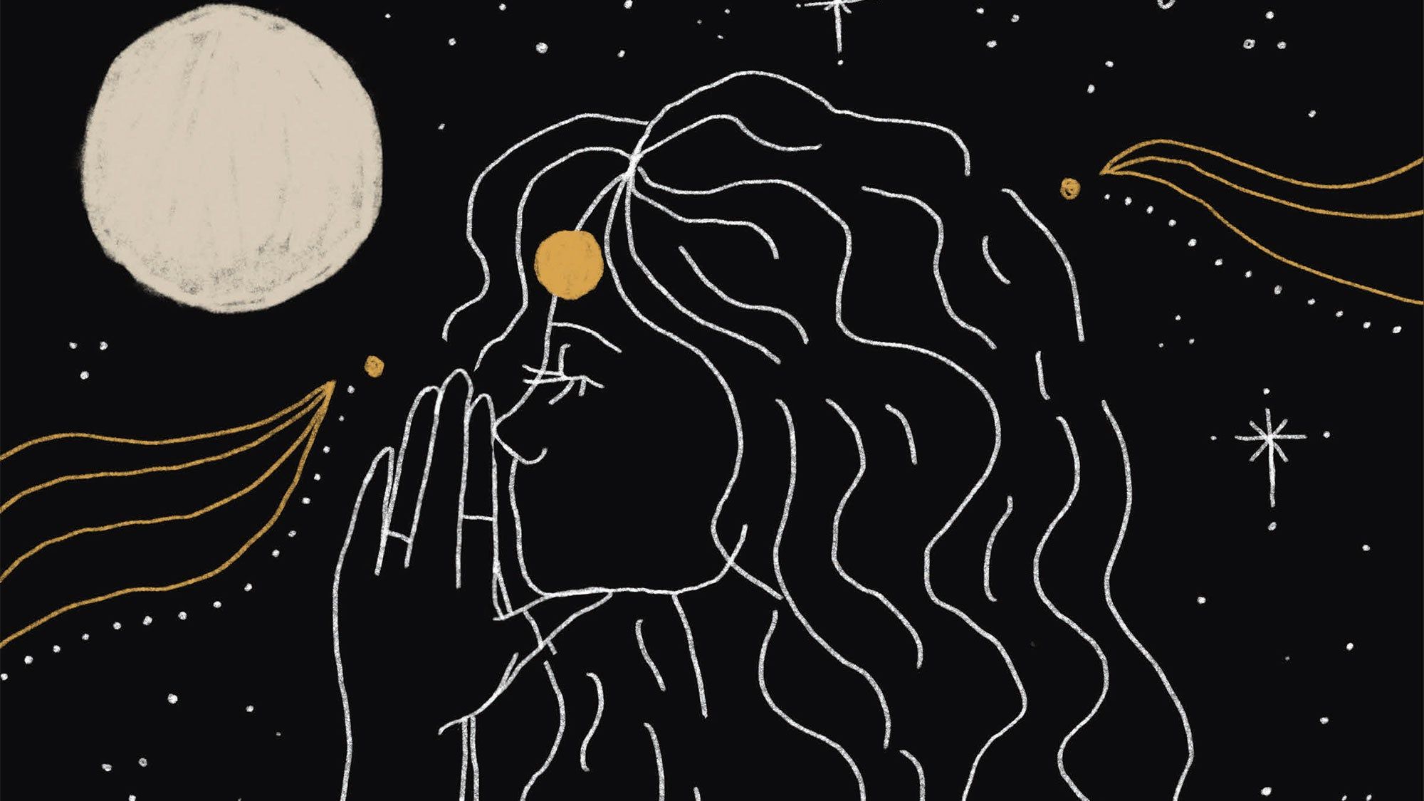 A woman praying to the moon - Spiritual