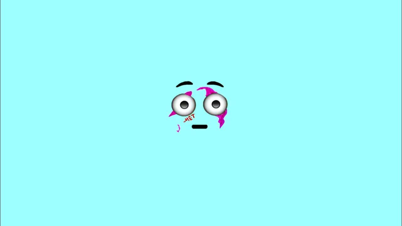 A blue background with a pink zombie face in the middle - TikTok