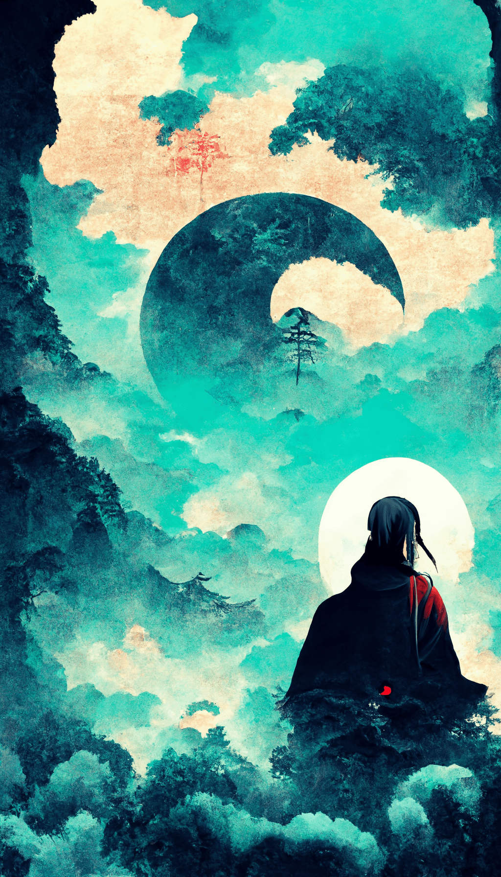 A man sitting on top of the clouds - Itachi Uchiha