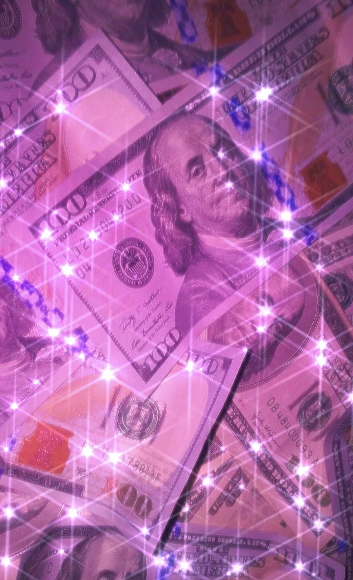 Money with purple and pink lights on it - Money