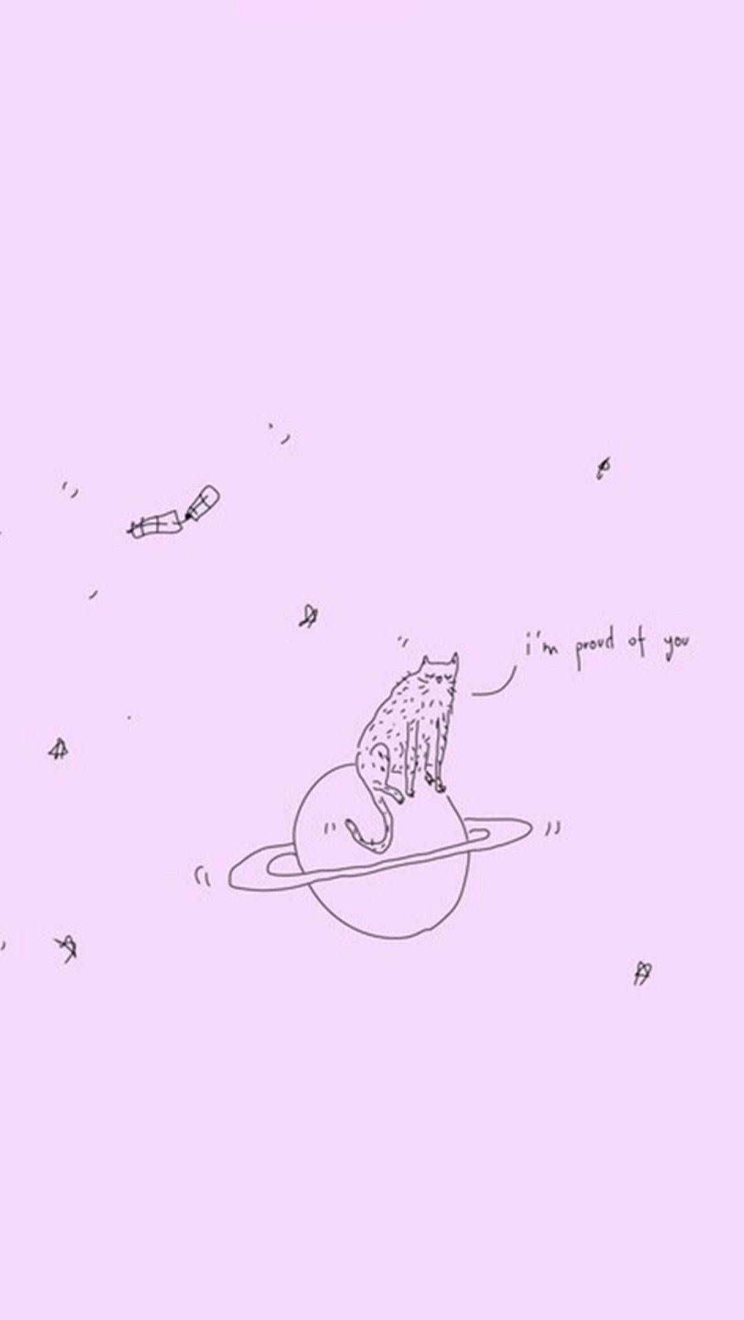 A cat sitting on the planet with text - Phone, pretty, cute iPhone, cute