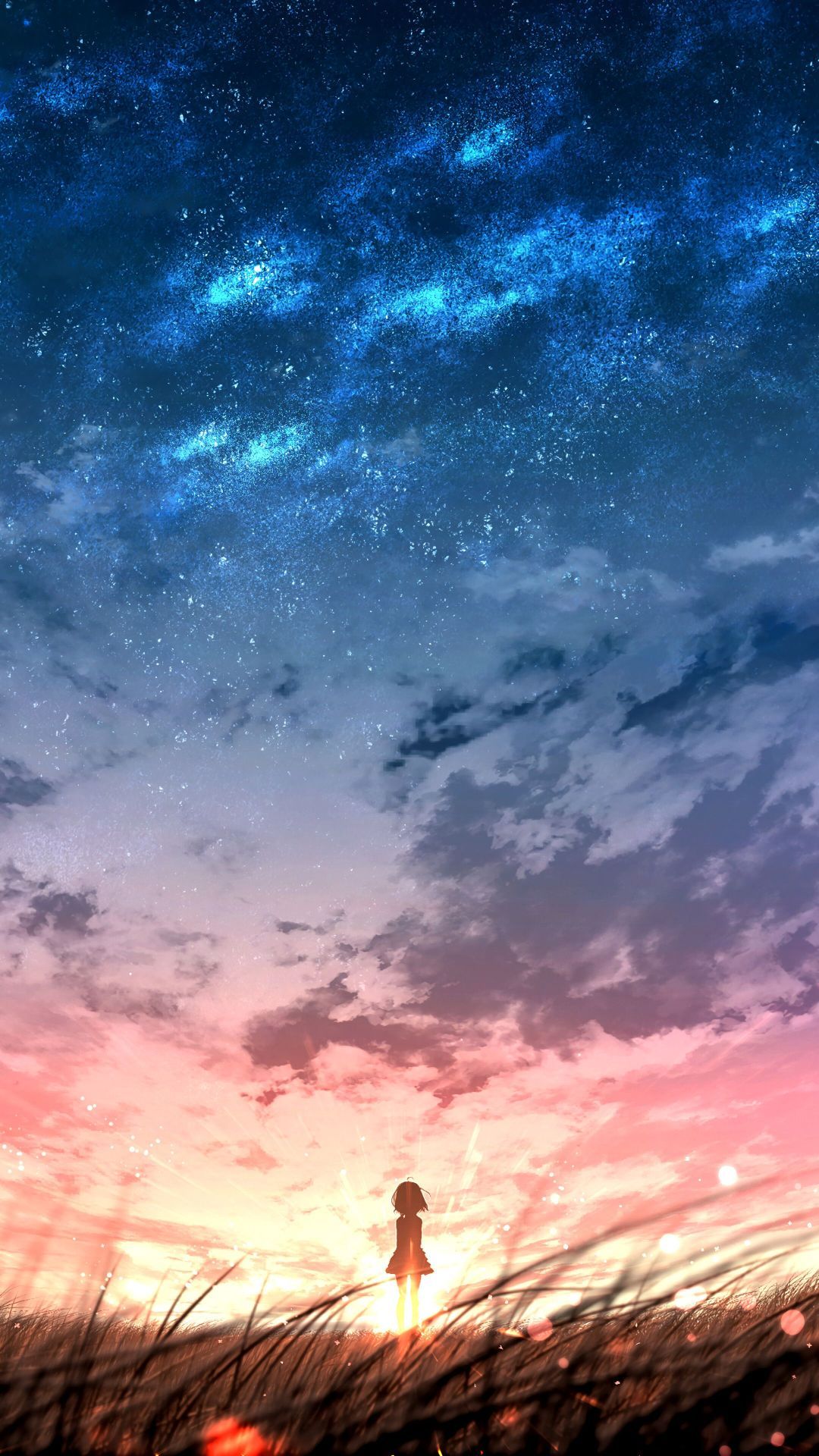 Anime girl under the stars wallpaper 1920x1080 for android - Phone, anime sunset