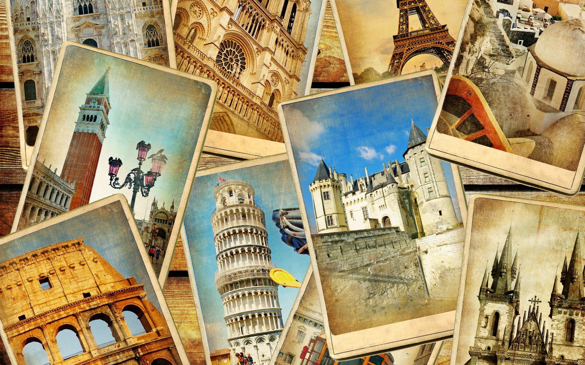 Collage of travel photos of famous landmarks from around the world - Travel