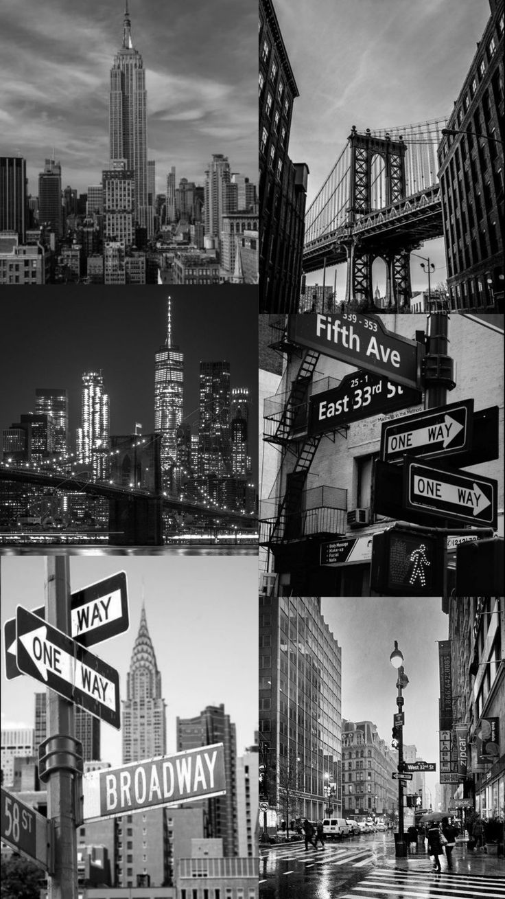 A collage of pictures showing different city scenes - Travel, New York, Broadway