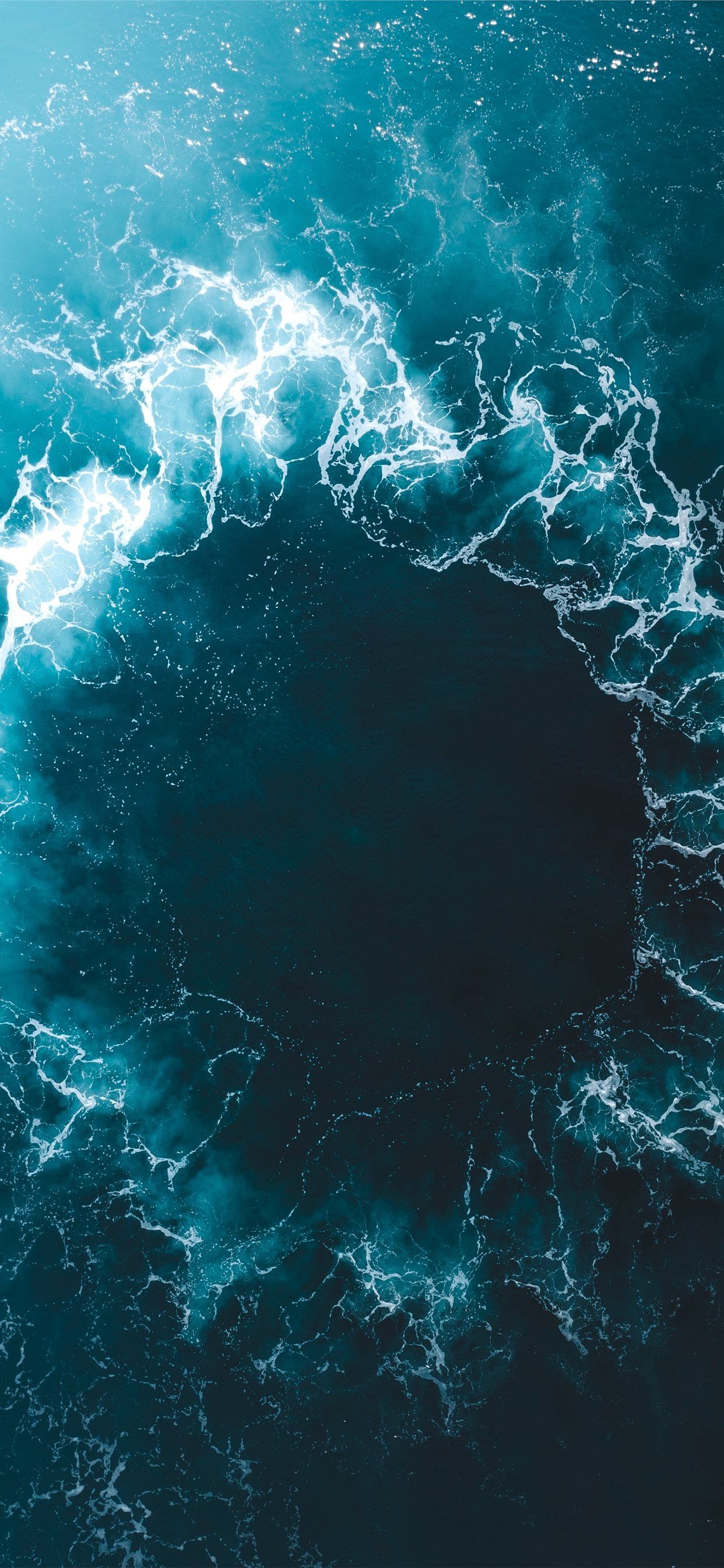 IPhone wallpaper with a photo of the sea from above - Water, teal
