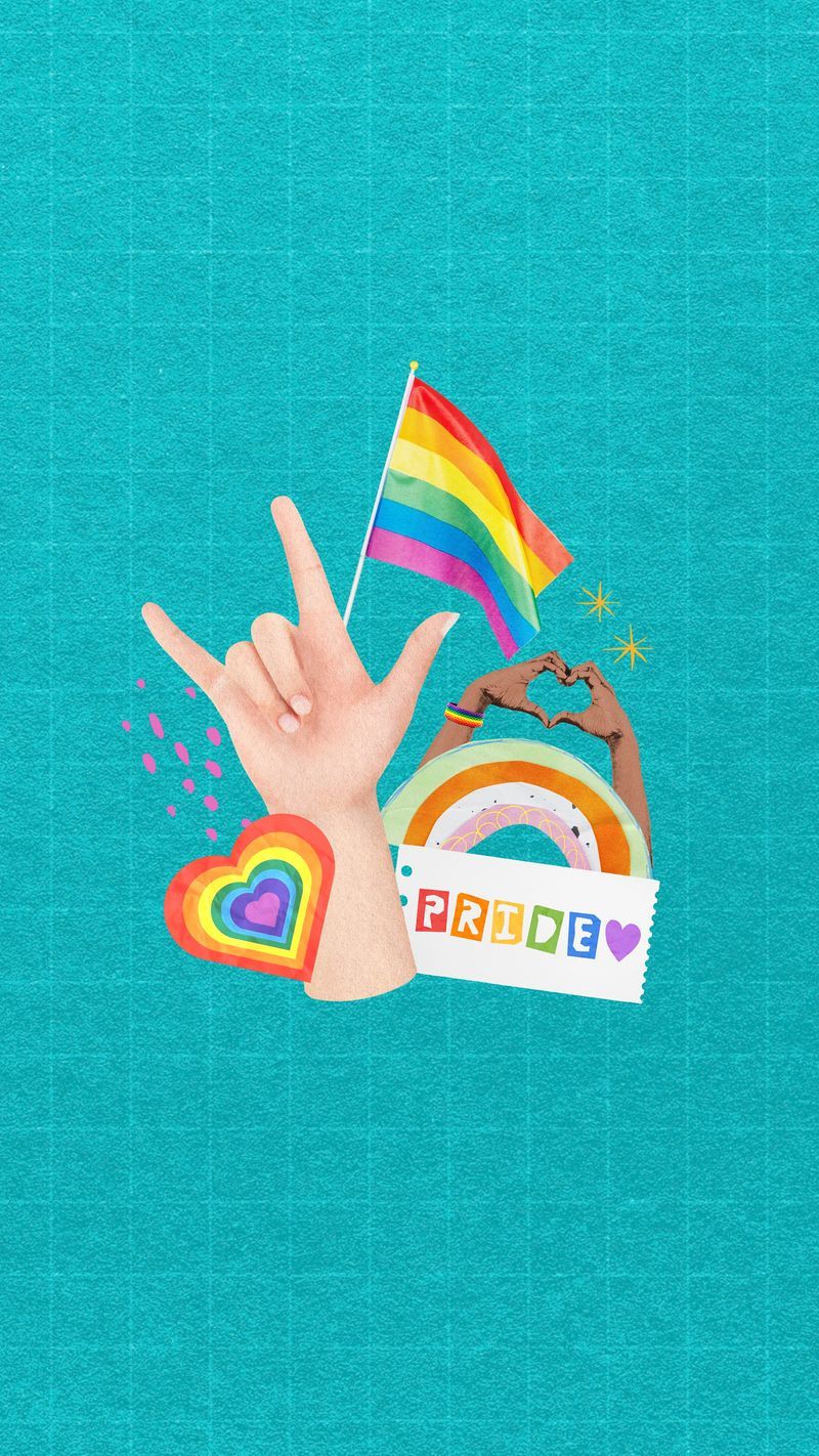 An illustration of a hand holding a pride flag with a rainbow heart on the wrist. - Gay, LGBT, pride