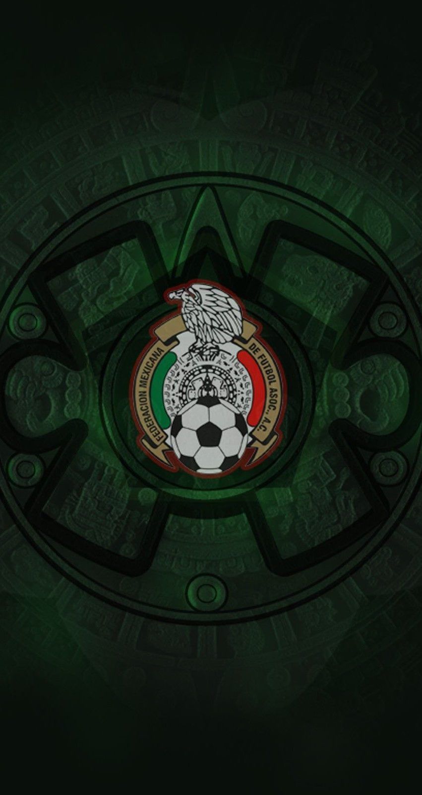 A green background with the mexican soccer team logo - Mexico