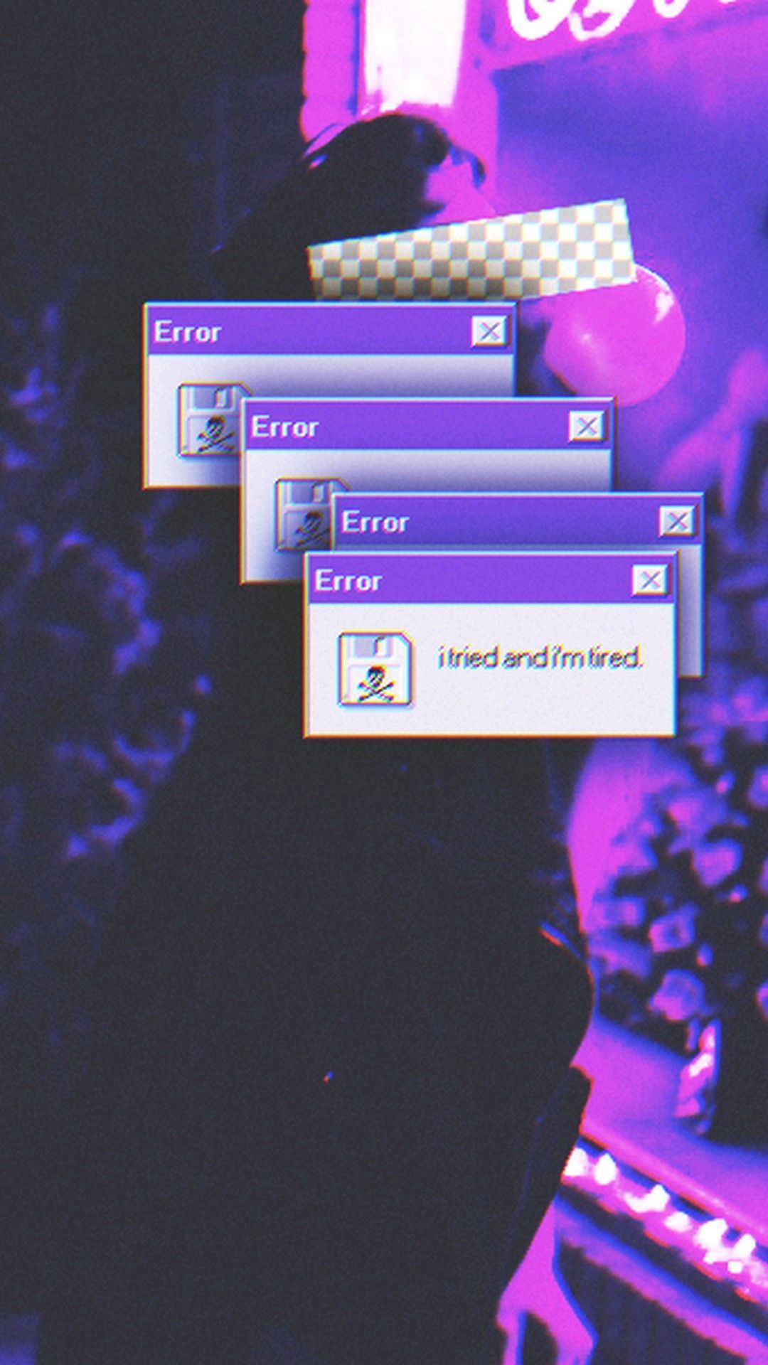 A man is looking at his computer - Black glitch, glitch, webcore, depressing, sad, depression, dark vaporwave, purple