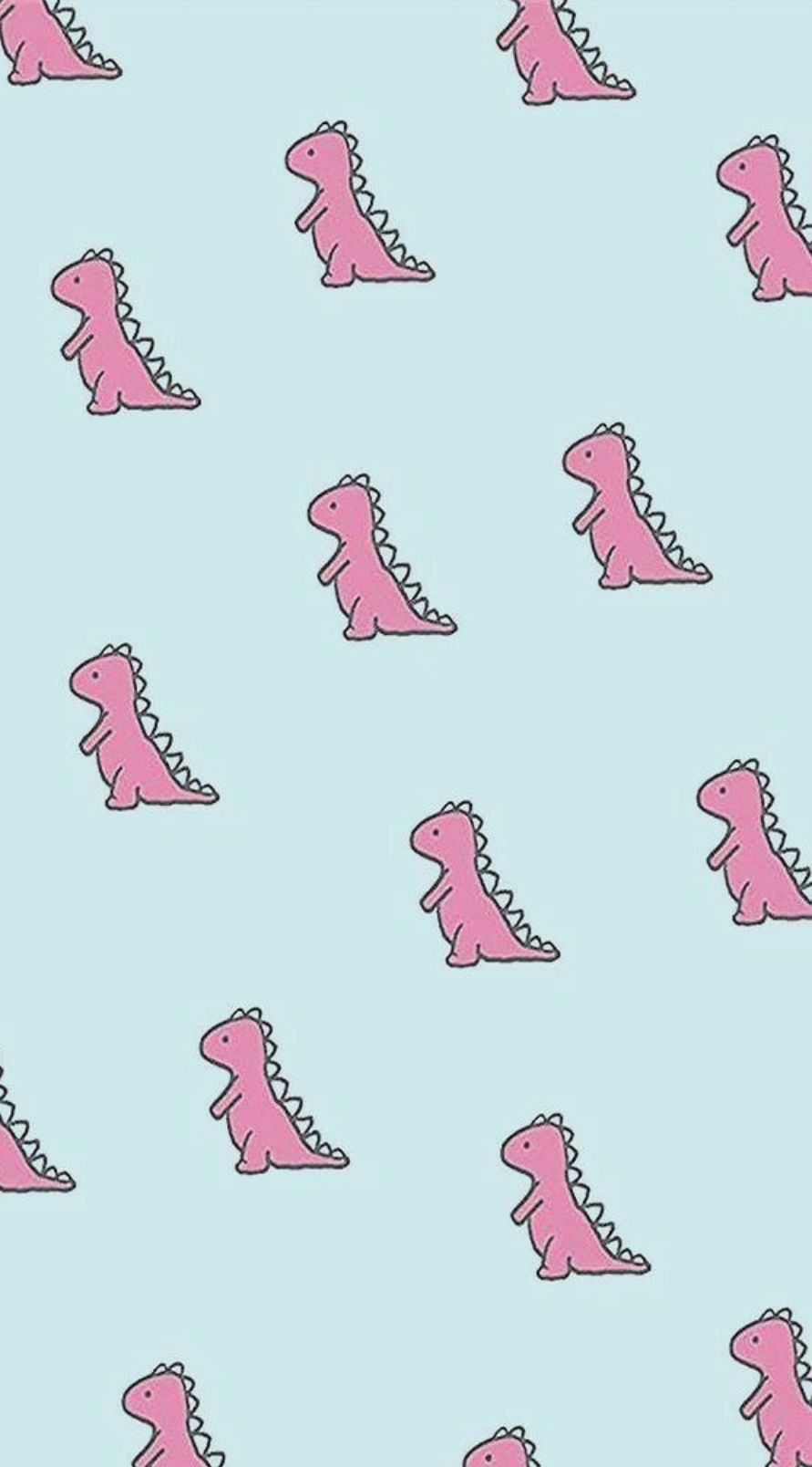 A pattern of pink dinosaurs on blue background - Dinosaur