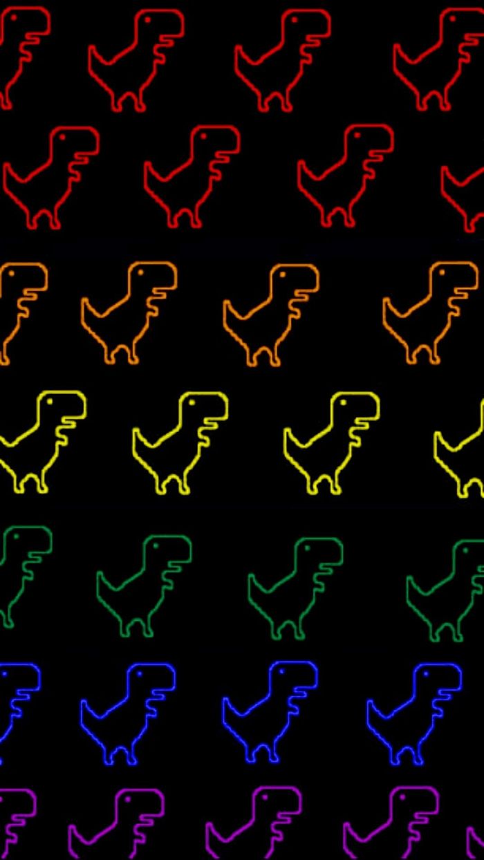 A pattern of a rainbow of dinosaur images - Dinosaur